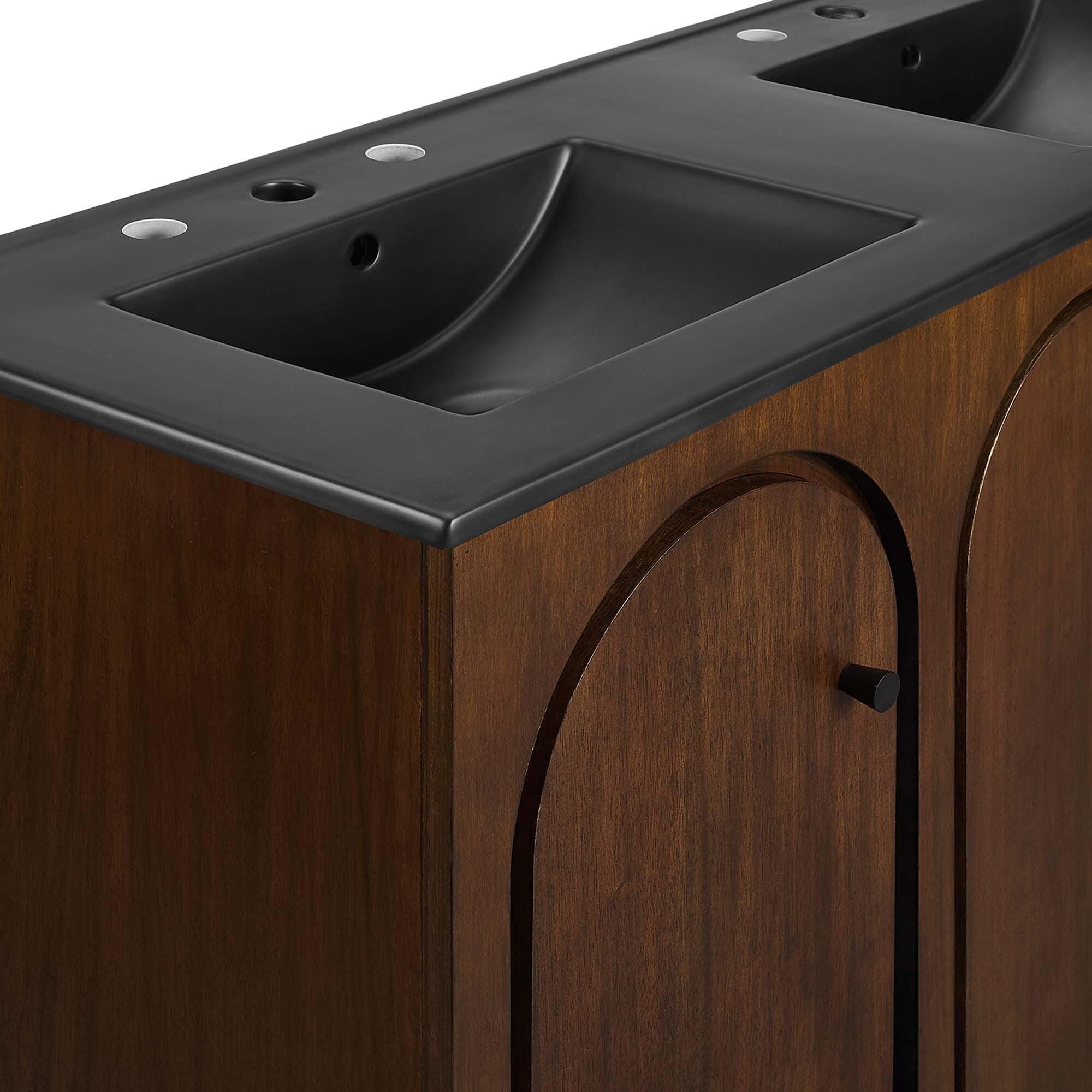 Modway Appia 48" Double Sink Bathroom Vanity, Walnut/Black, large