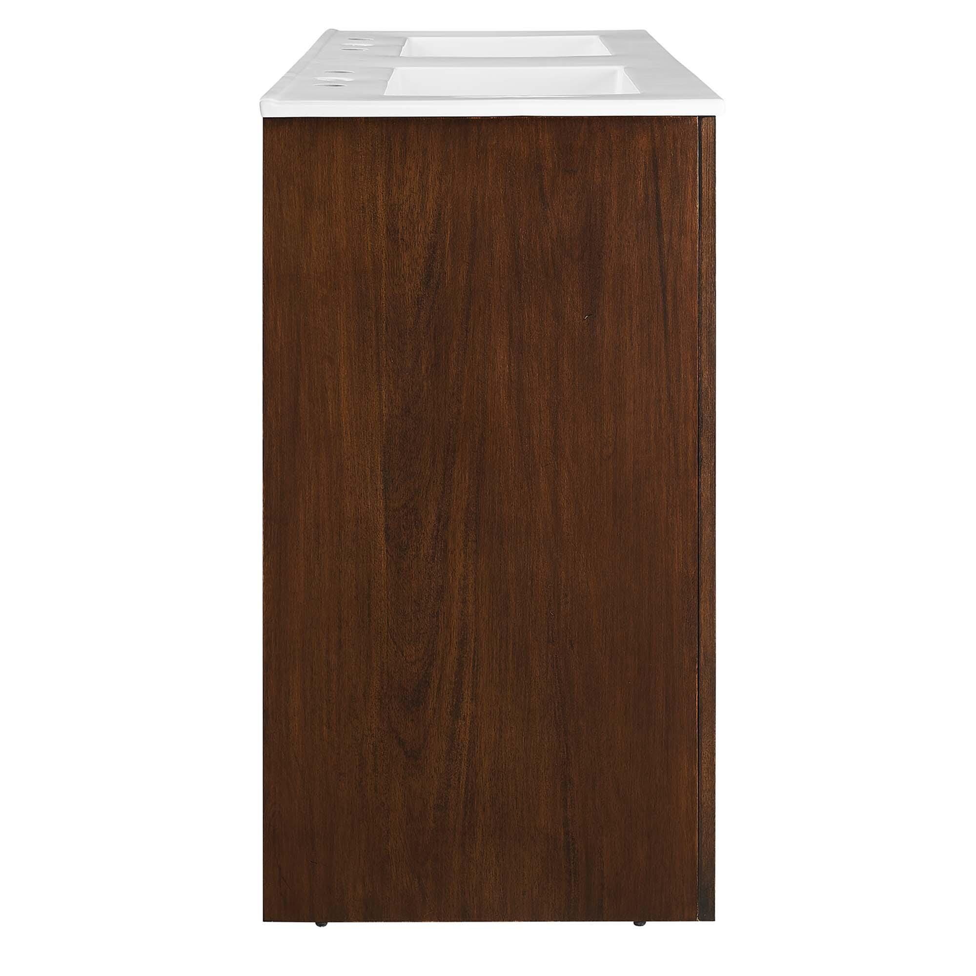 Modway Appia 48" Double Sink Bathroom Vanity, Walnut/White, large