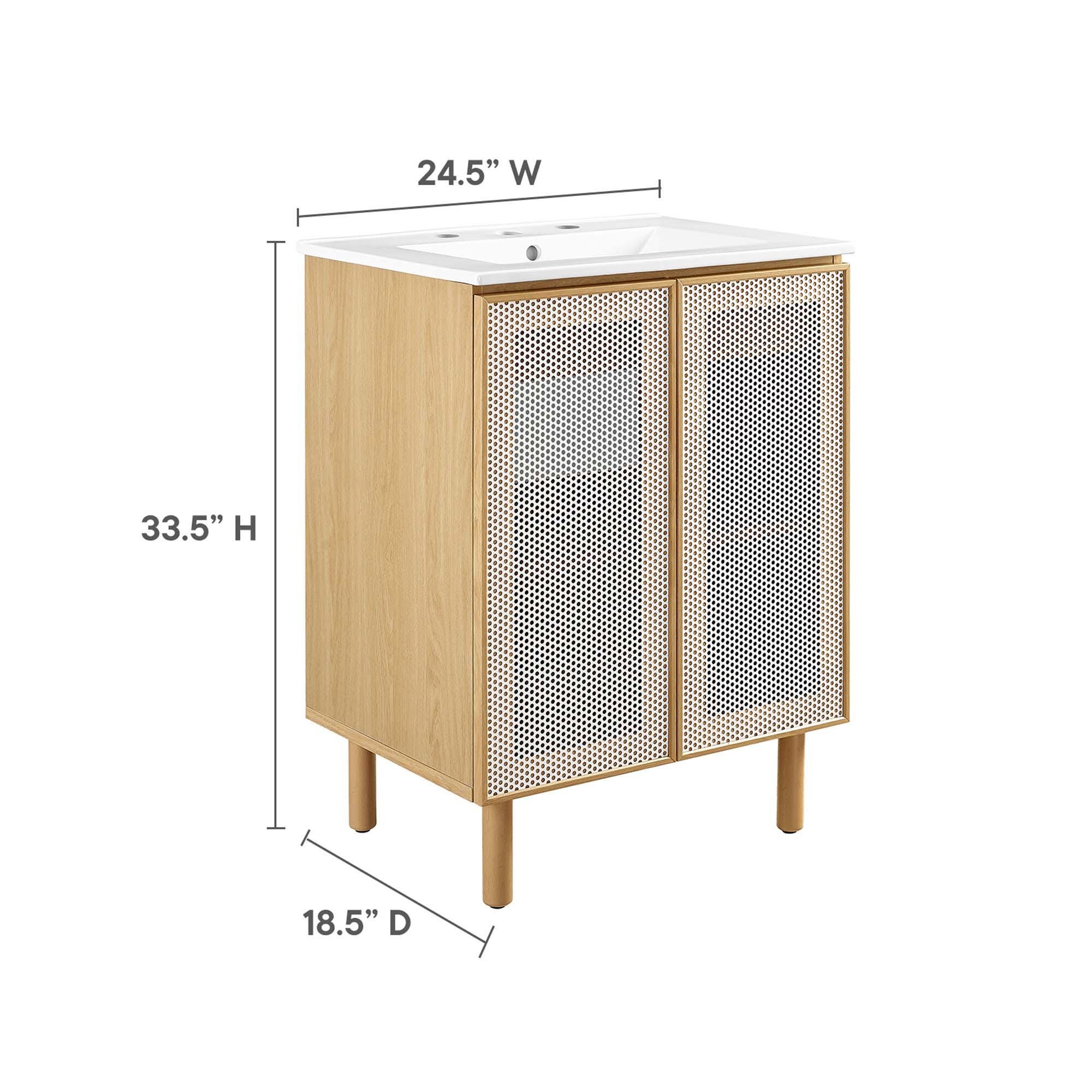 Modway Calla 25" Bathroom Vanity, Oak/White, large