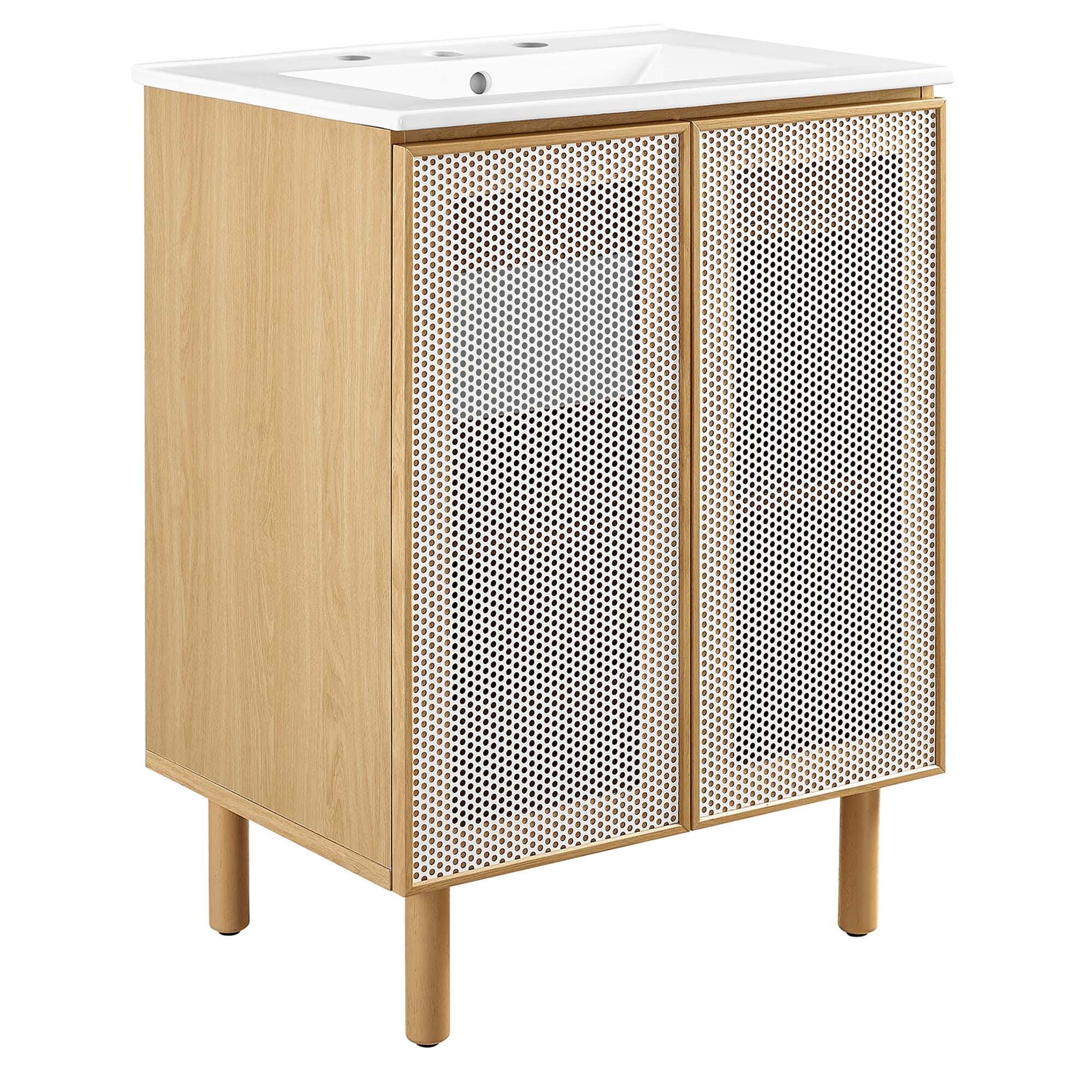 Modway Calla 25" Bathroom Vanity, Oak/White, large