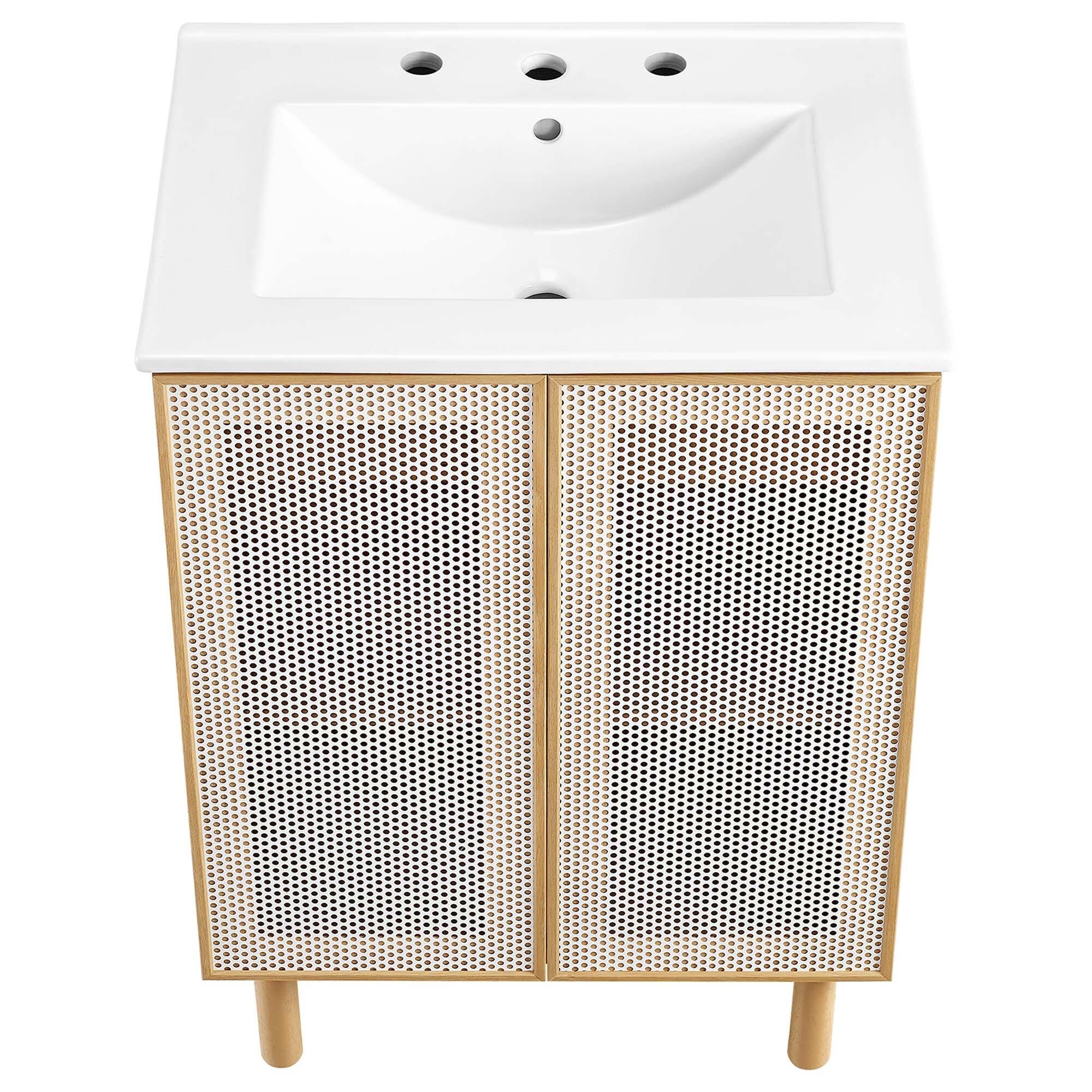 Modway Calla 25" Bathroom Vanity, Oak/White, large