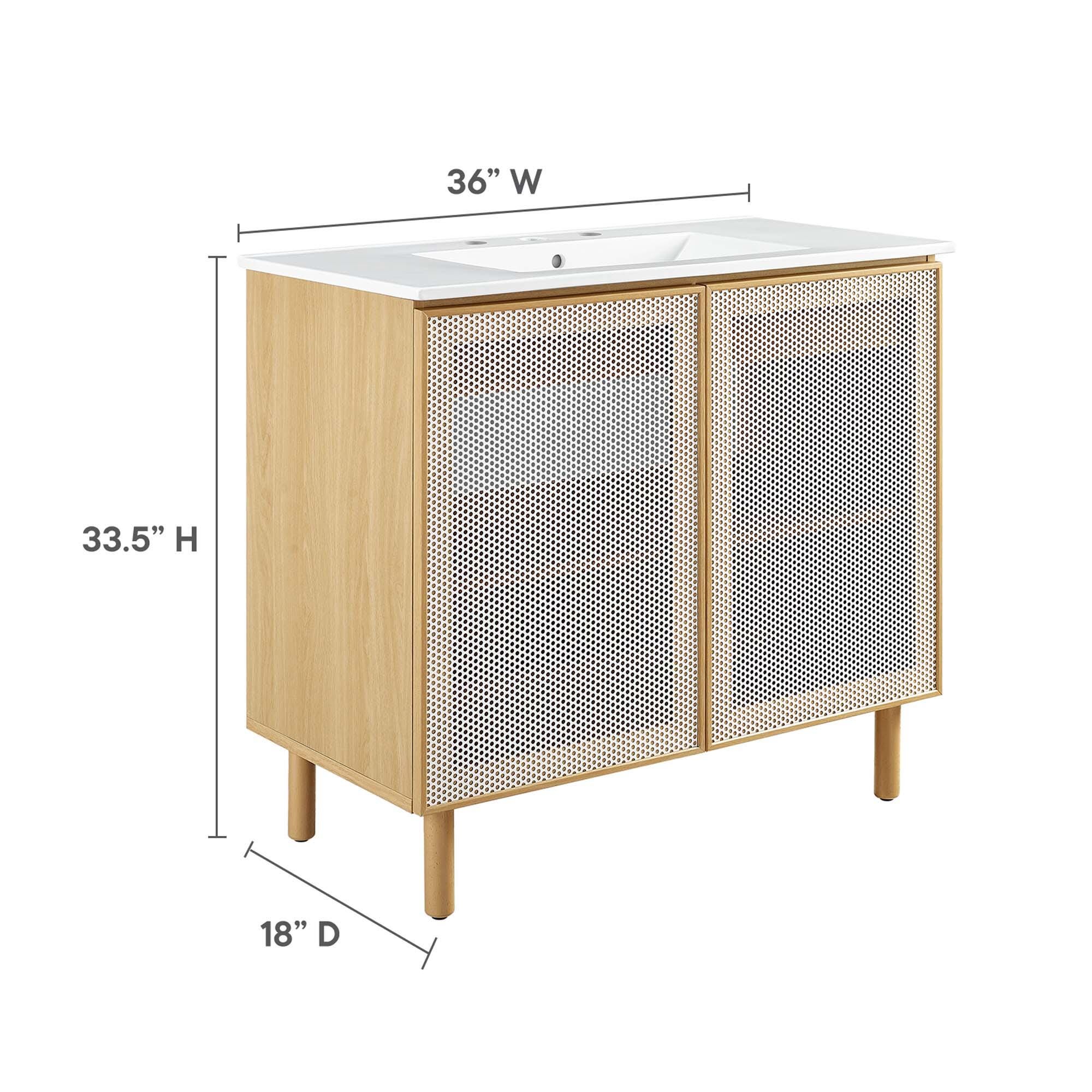 Modway Calla 36" Bathroom Vanity, Oak/White, large