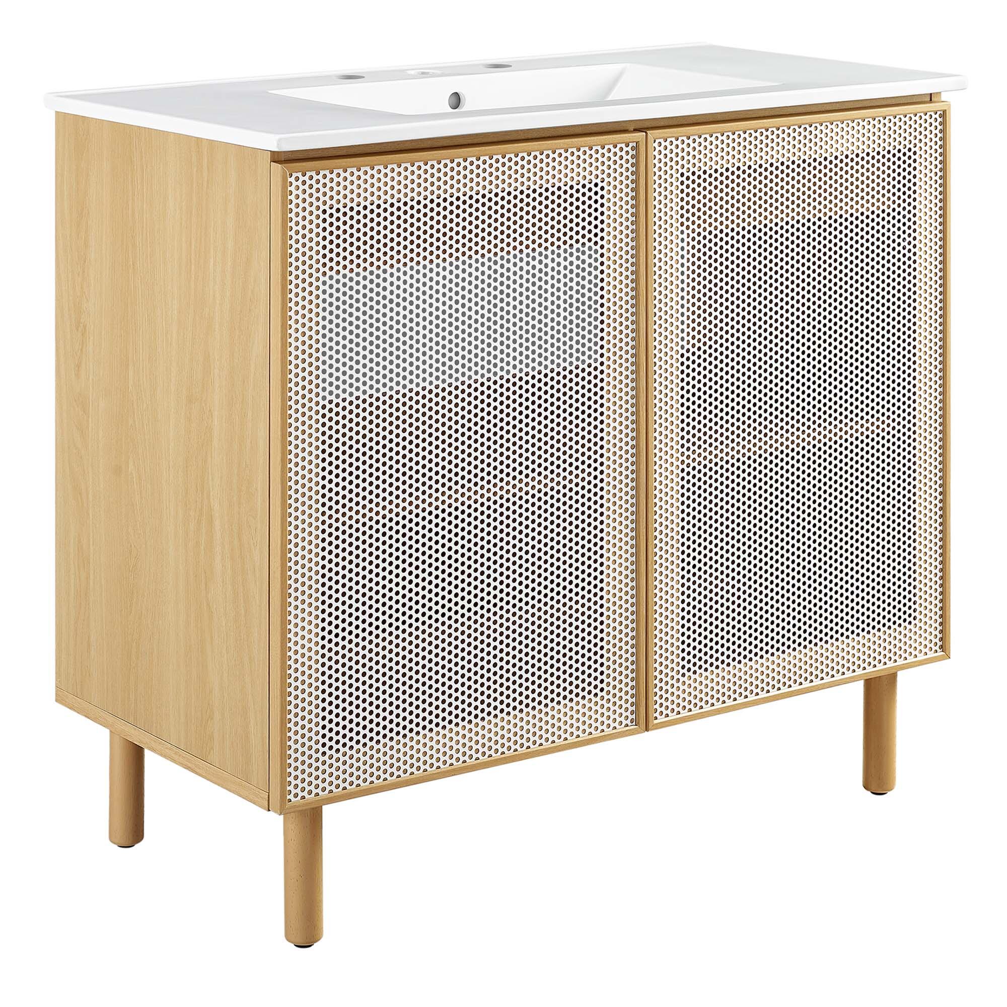Modway Calla 36" Bathroom Vanity, Oak/White, large