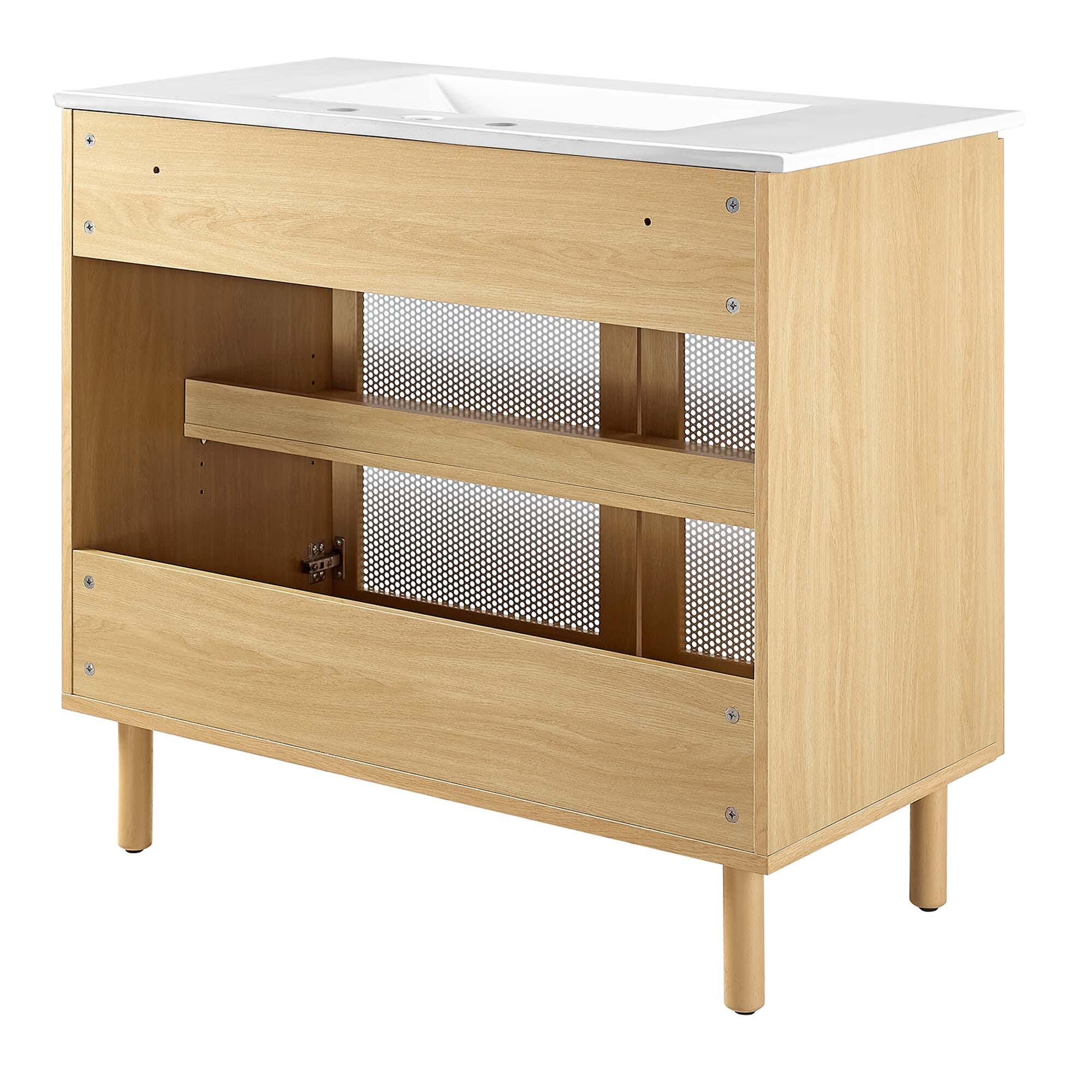 Modway Calla 36" Bathroom Vanity, Oak/White, large