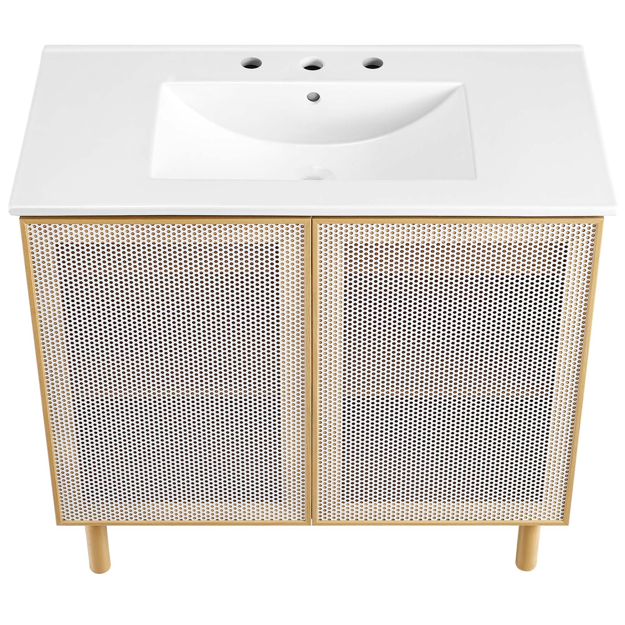 Modway Calla 36" Bathroom Vanity, Oak/White, large