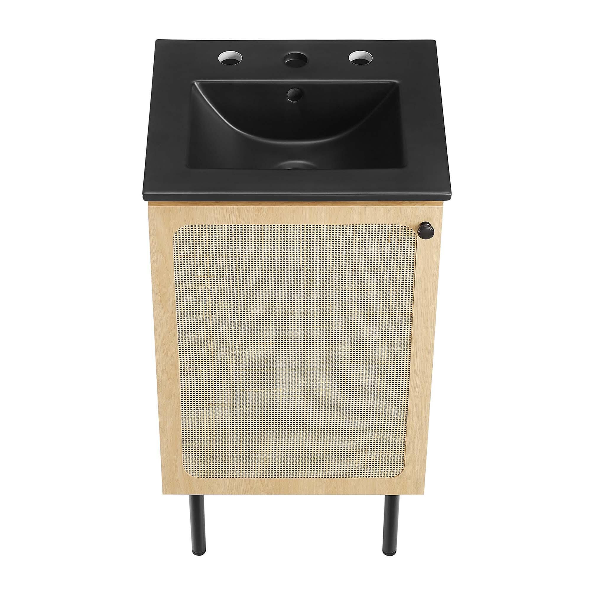 Modway Chaucer 18" Bathroom Vanity, Oak/Black, large