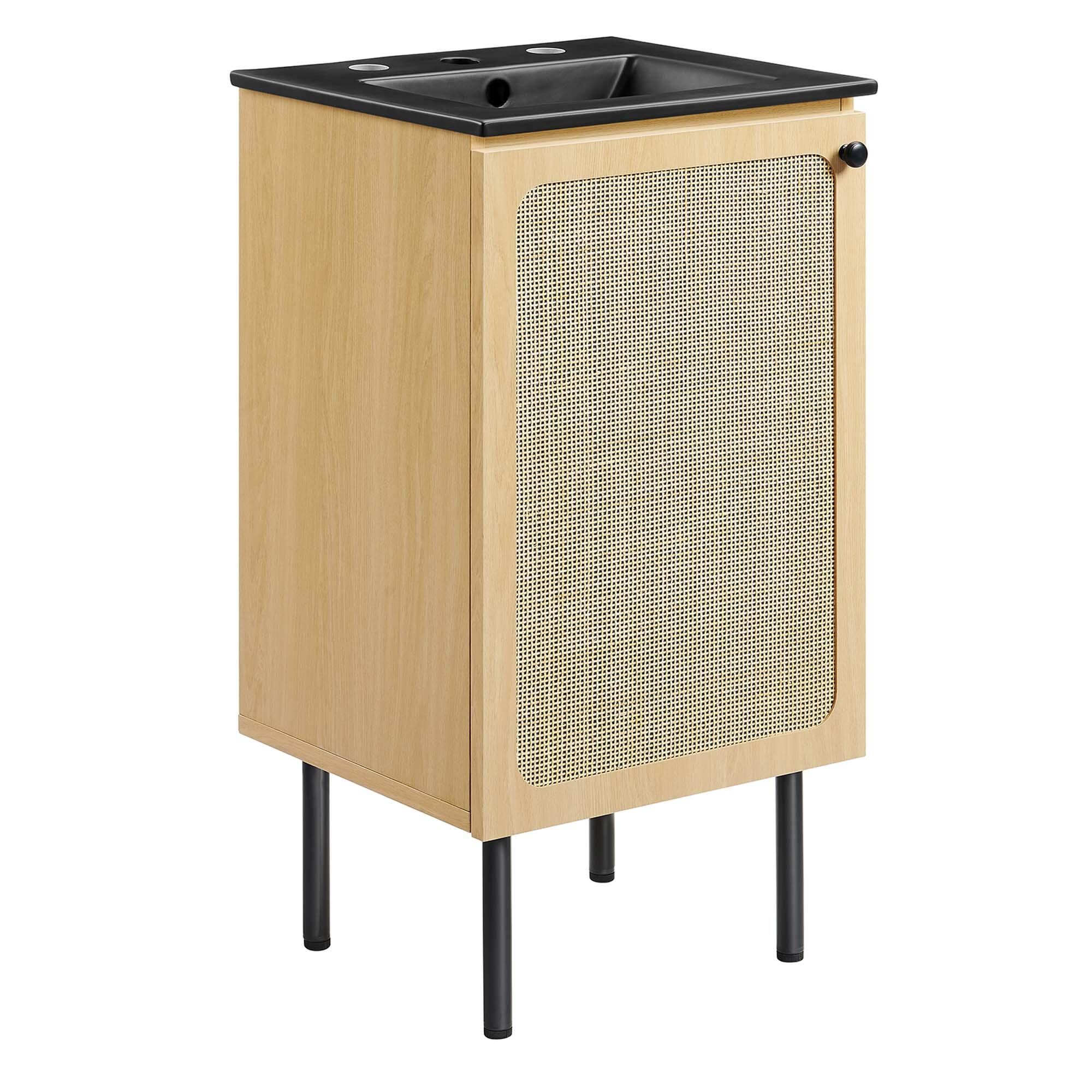 Modway Chaucer 18" Bathroom Vanity, Oak/Black, large