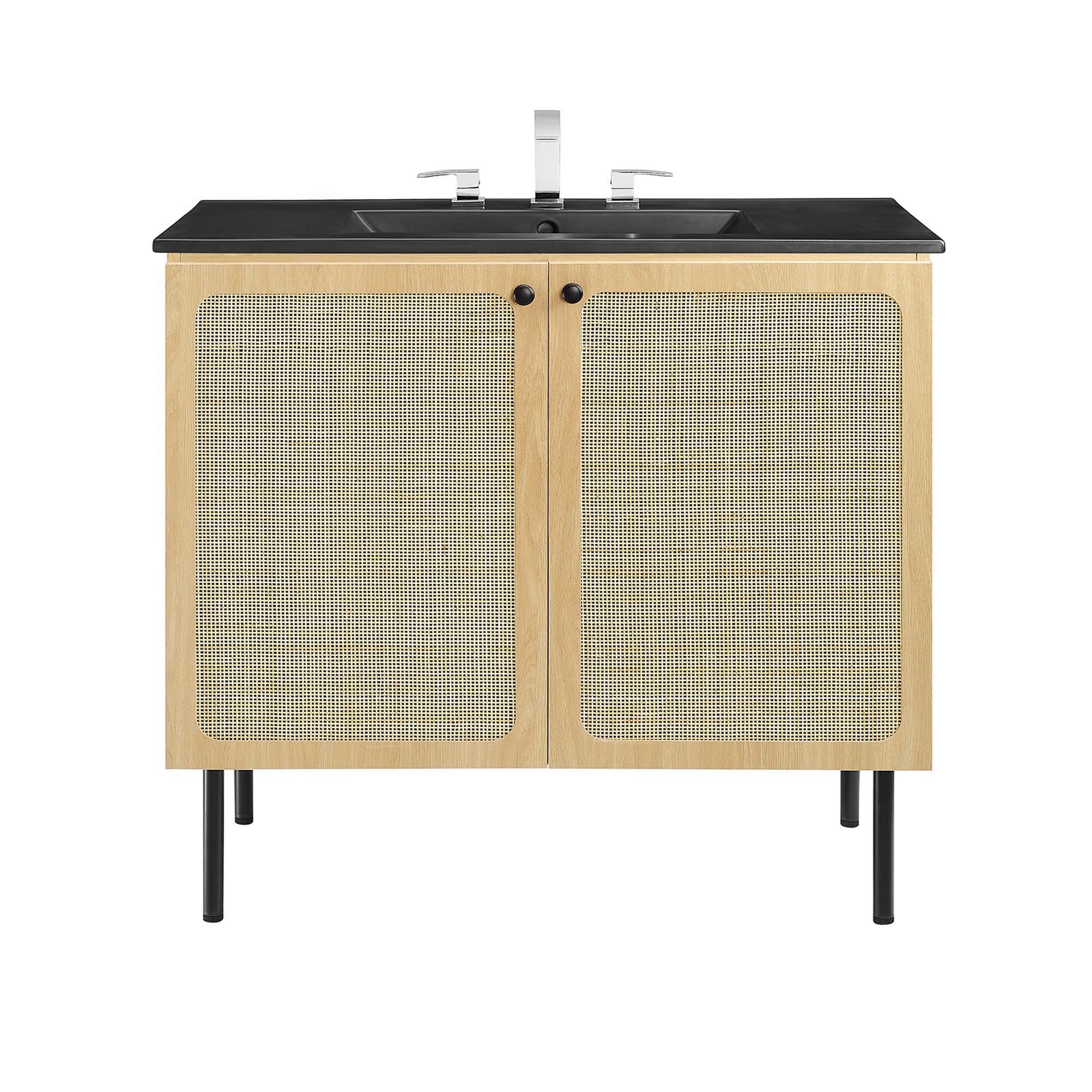 Modway Chaucer 36" Bathroom Vanity, Oak/Black, large