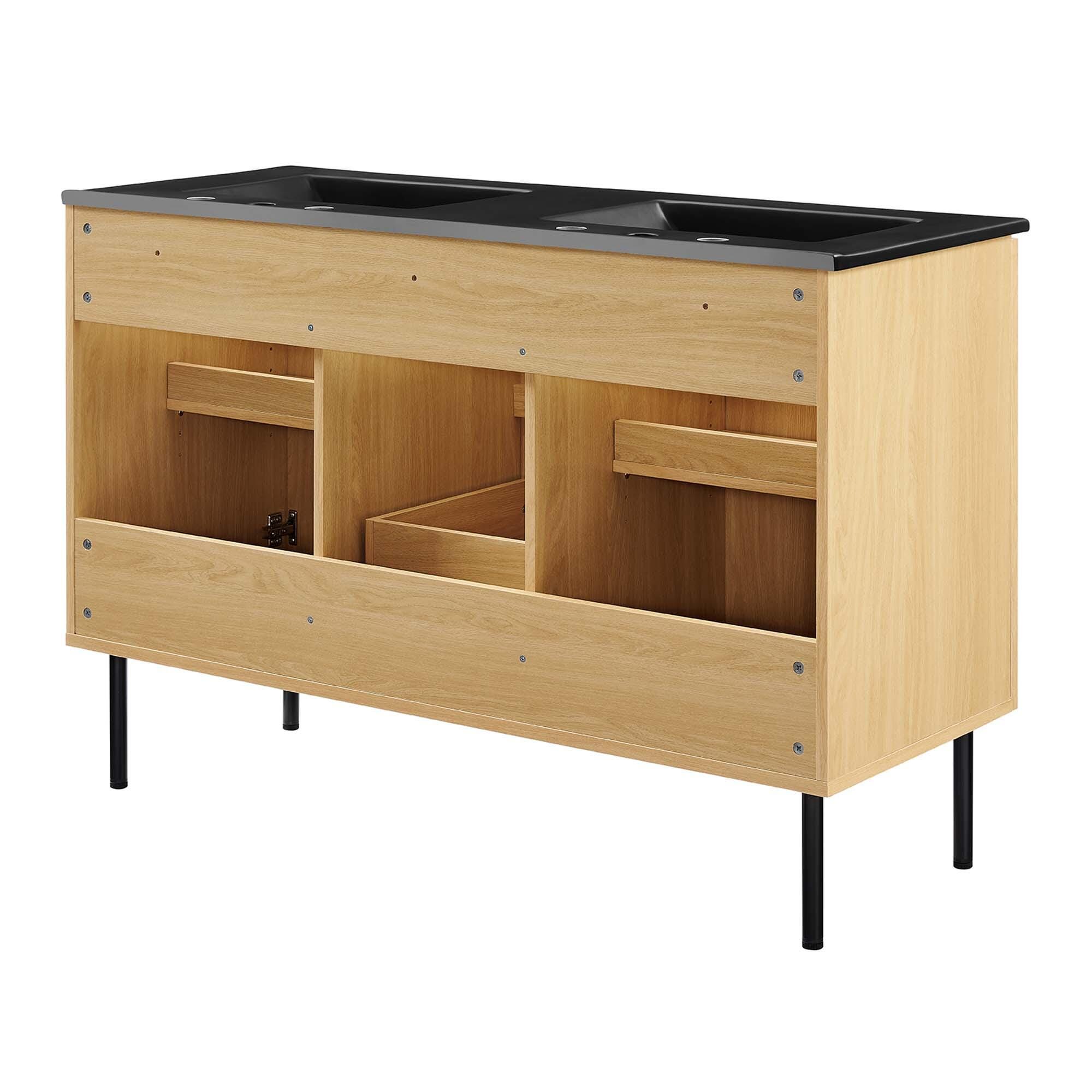 Modway Chaucer 48" Double Sink Bathroom Vanity, Oak/Black, large
