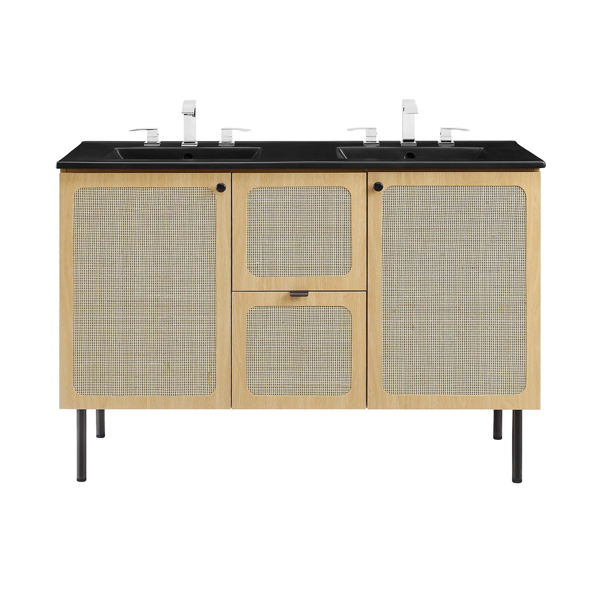 Modway Chaucer 48" Double Sink Bathroom Vanity, Oak/Black, large