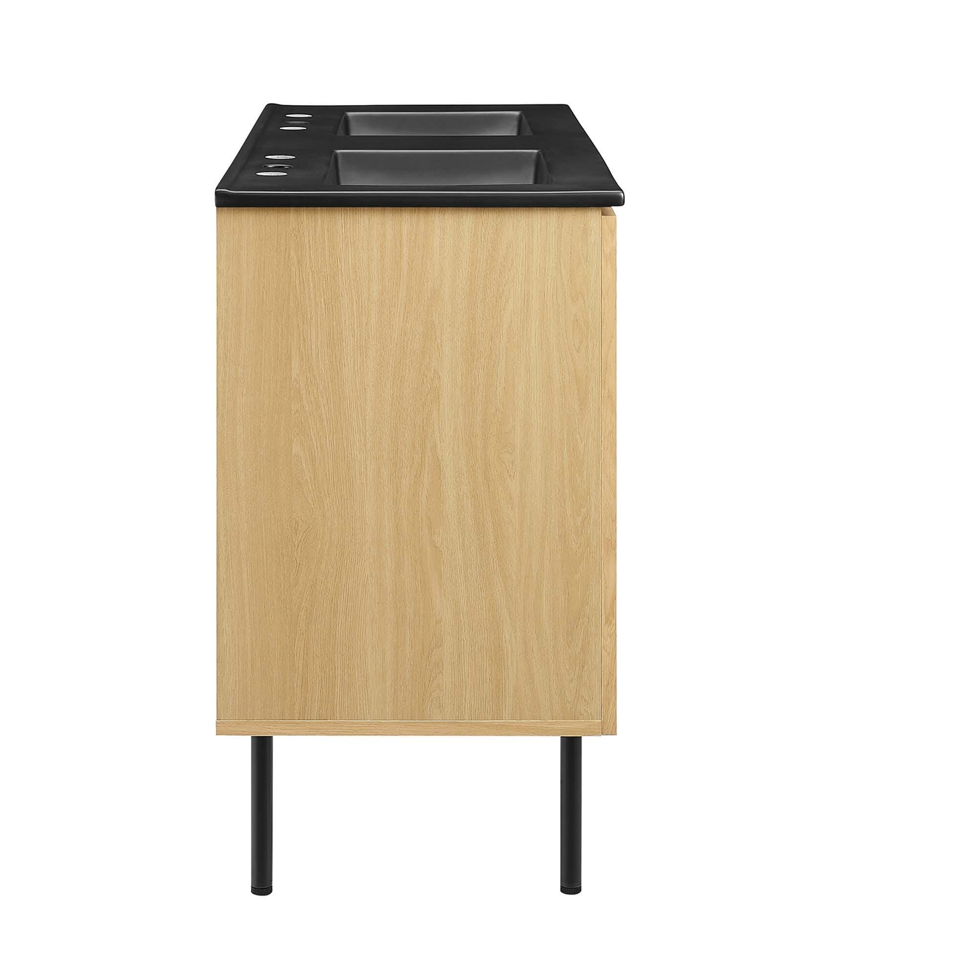 Modway Chaucer 48" Double Sink Bathroom Vanity, Oak/Black, large