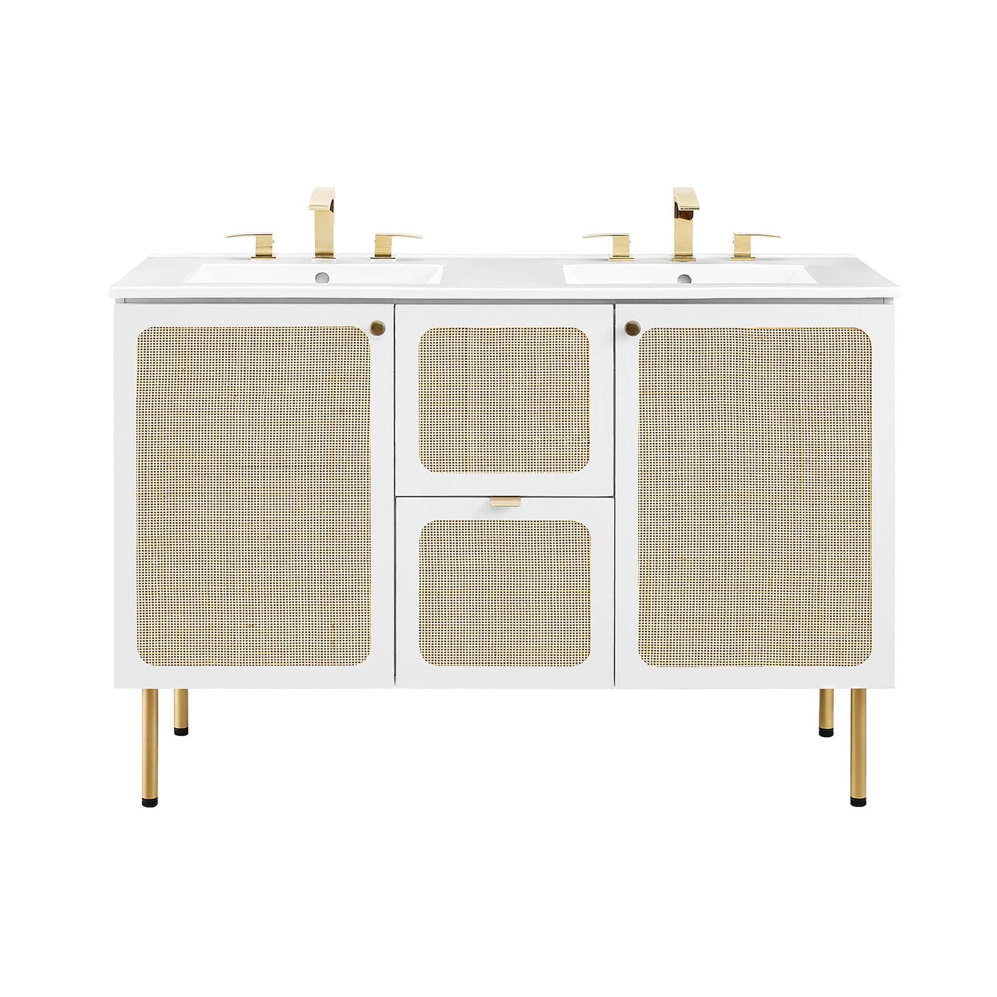 Modway Chaucer 48" Double Sink Bathroom Vanity, White, large
