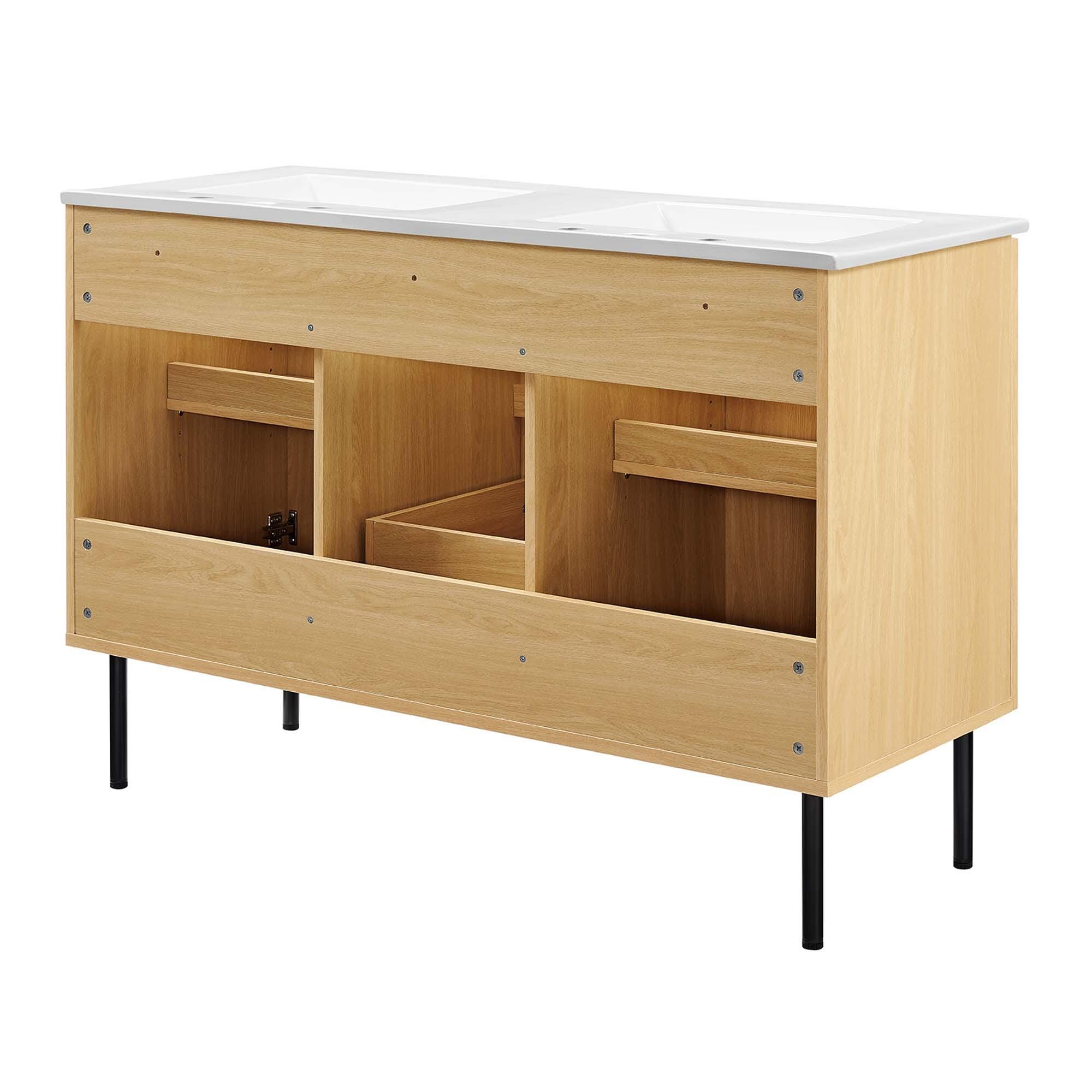 Modway Chaucer 48" Double Sink Bathroom Vanity, Oak/White, large