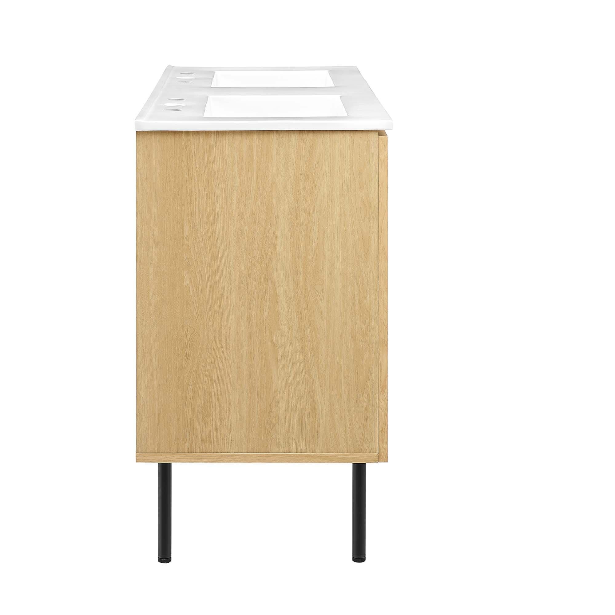 Modway Chaucer 48" Double Sink Bathroom Vanity, Oak/White, large