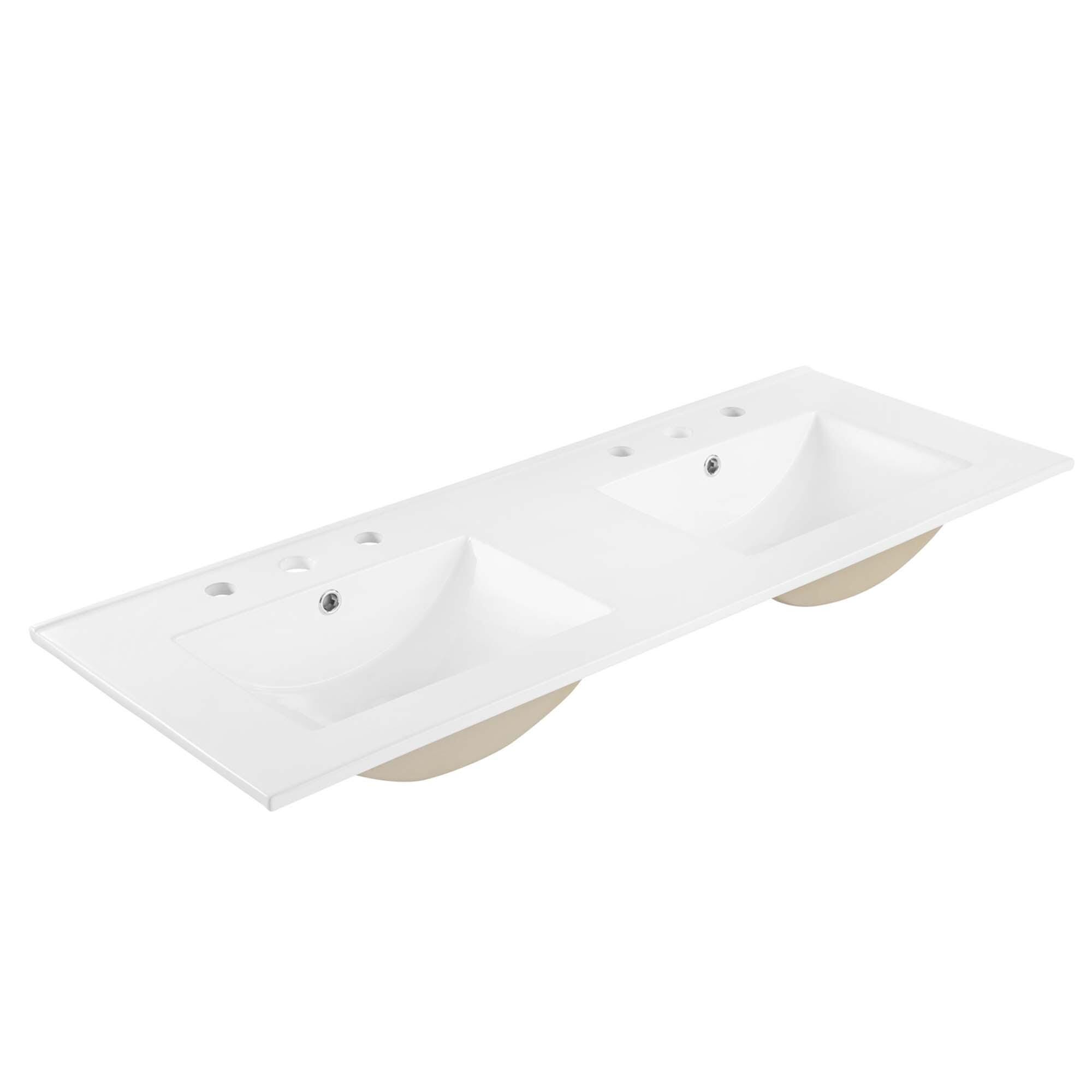 Modway Chaucer 48" Double Sink Bathroom Vanity, Black/White, large