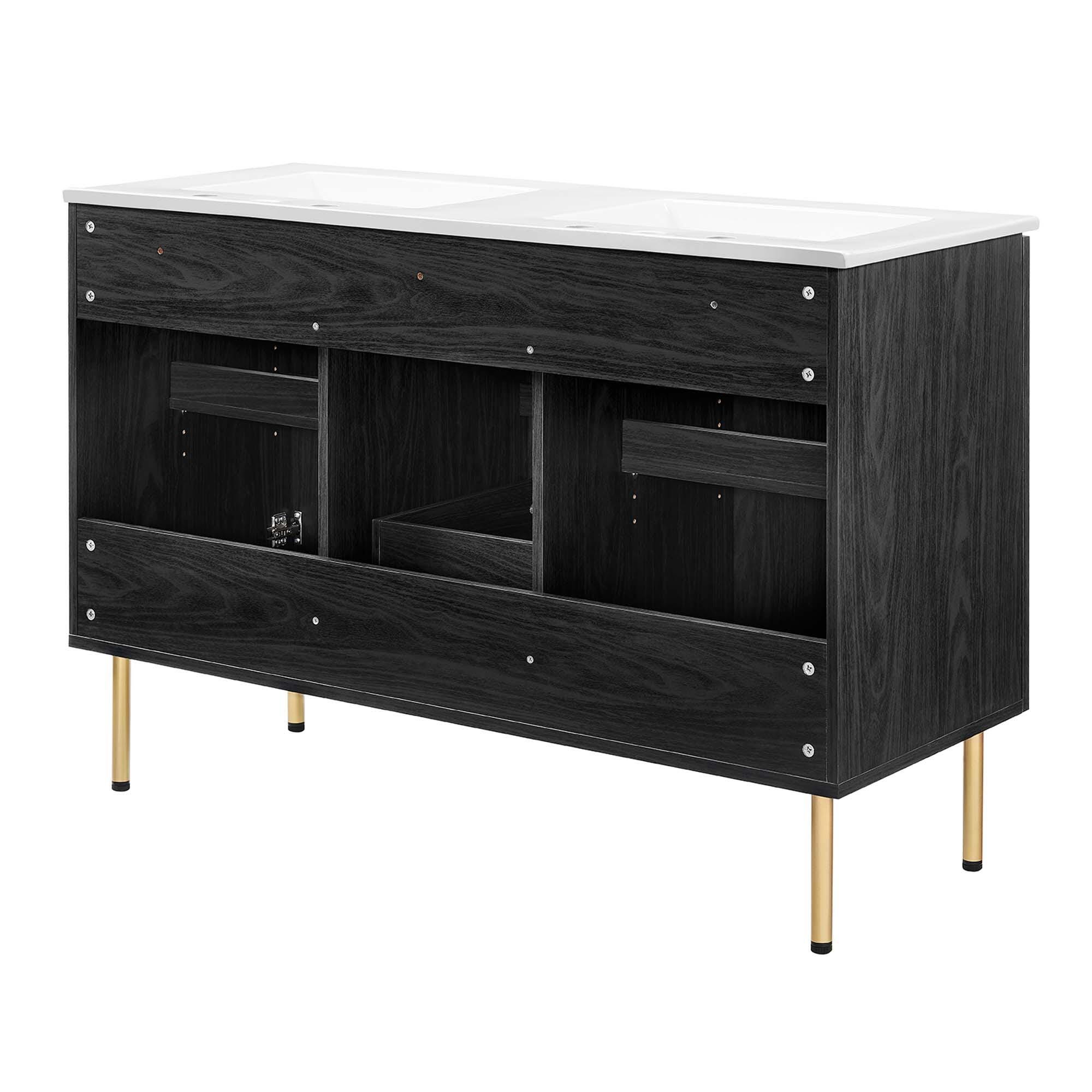 Modway Chaucer 48" Double Sink Bathroom Vanity, Black/White, large