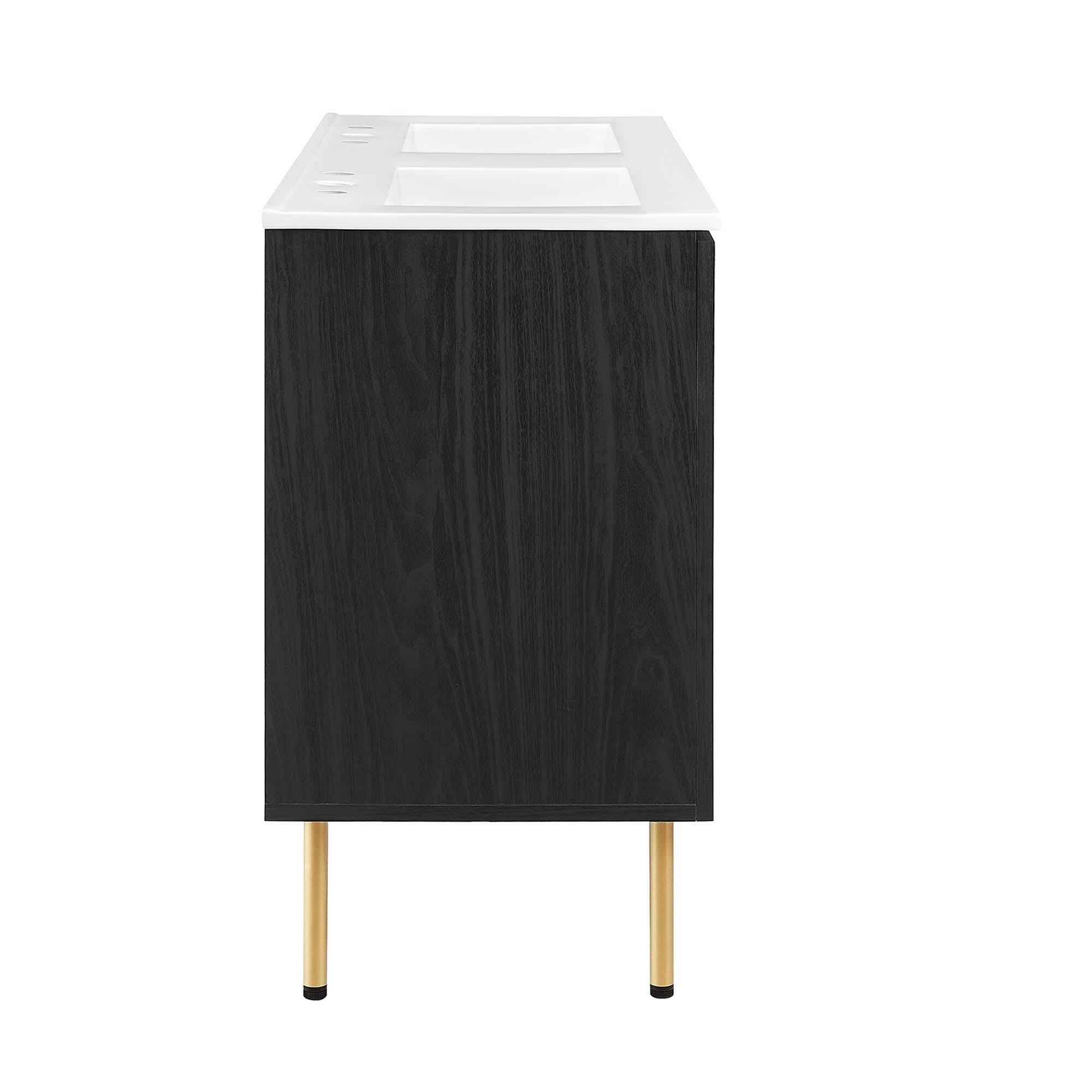 Modway Chaucer 48" Double Sink Bathroom Vanity, Black/White, large