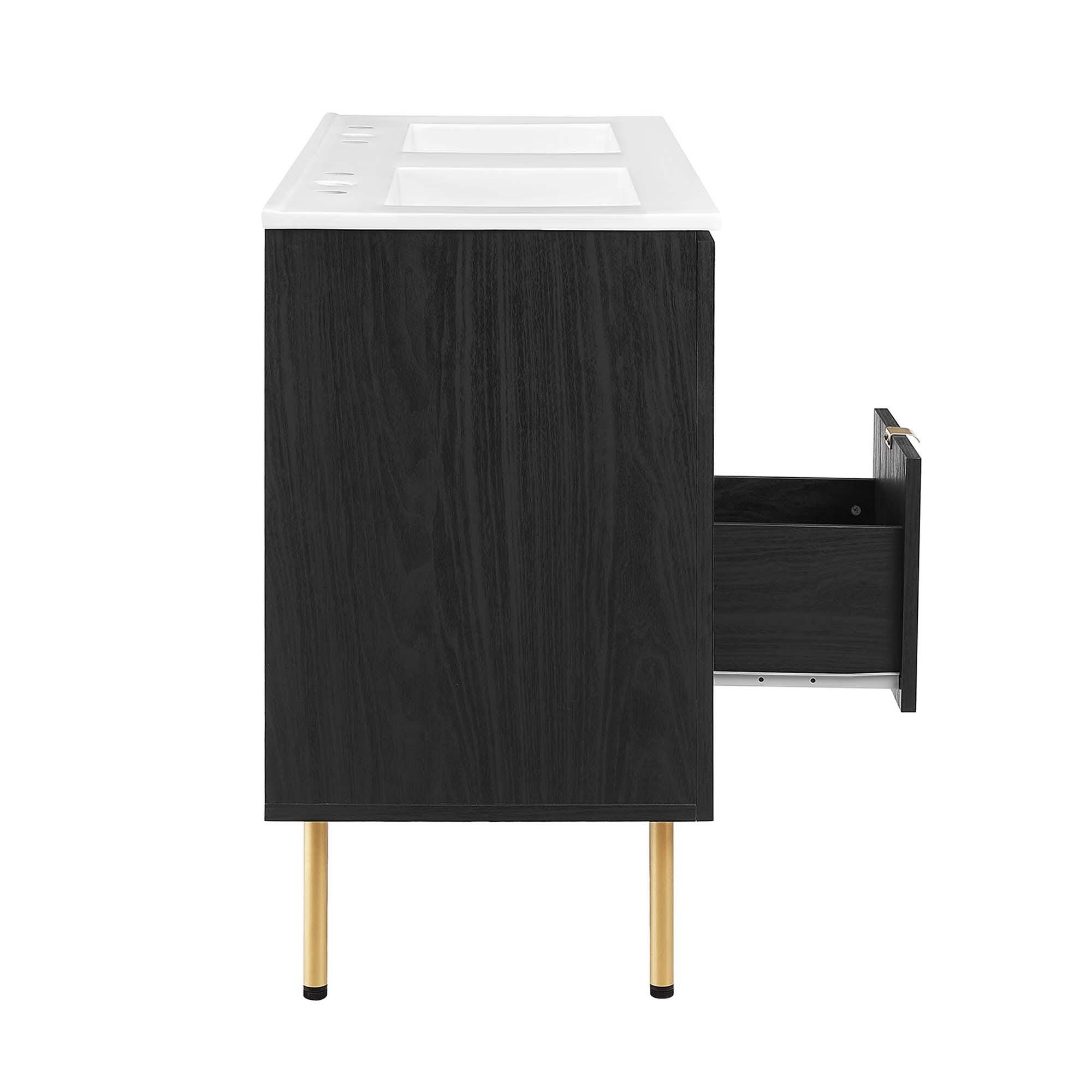 Modway Chaucer 48" Double Sink Bathroom Vanity, Black/White, large