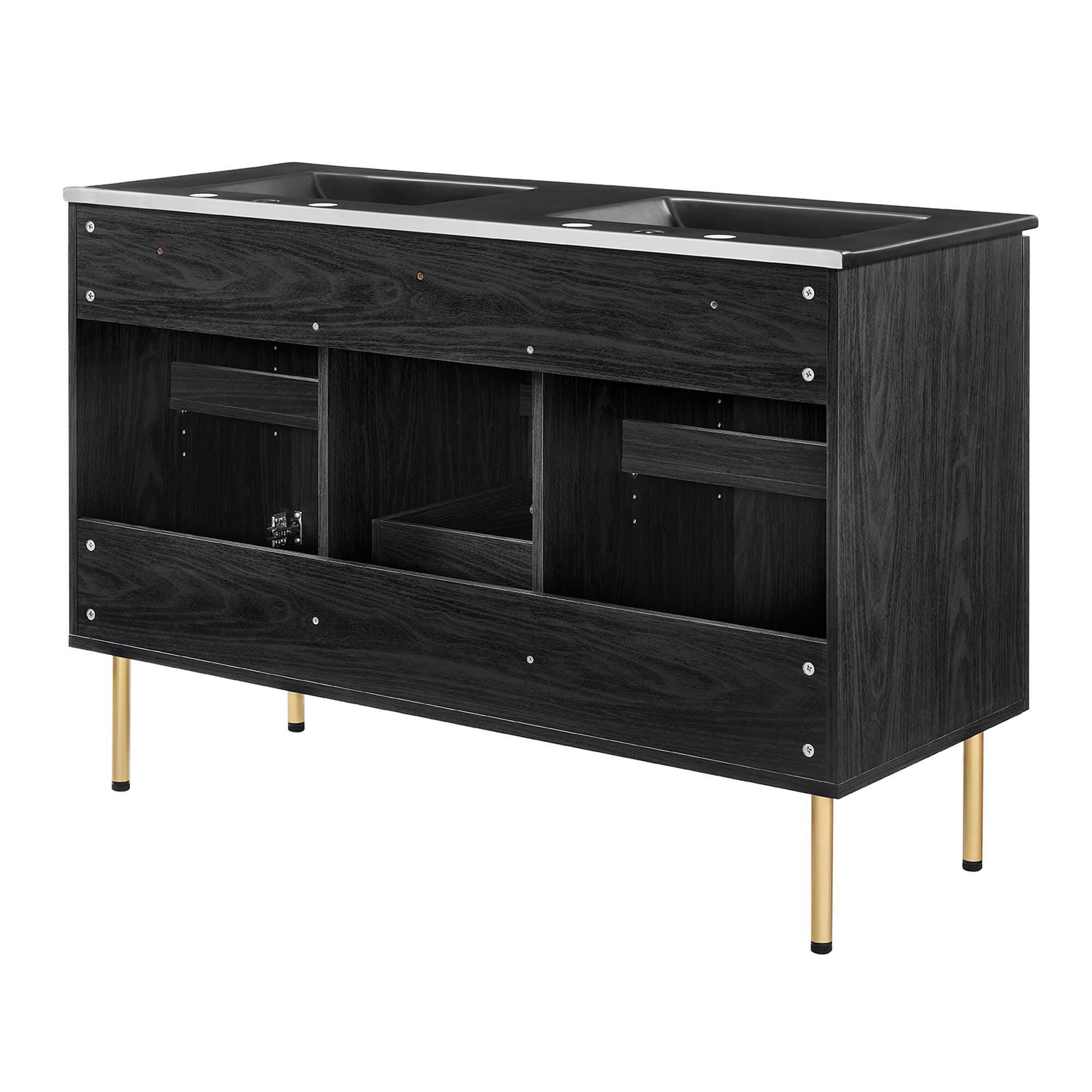 Modway Chaucer 48" Double Sink Bathroom Vanity, Black, large