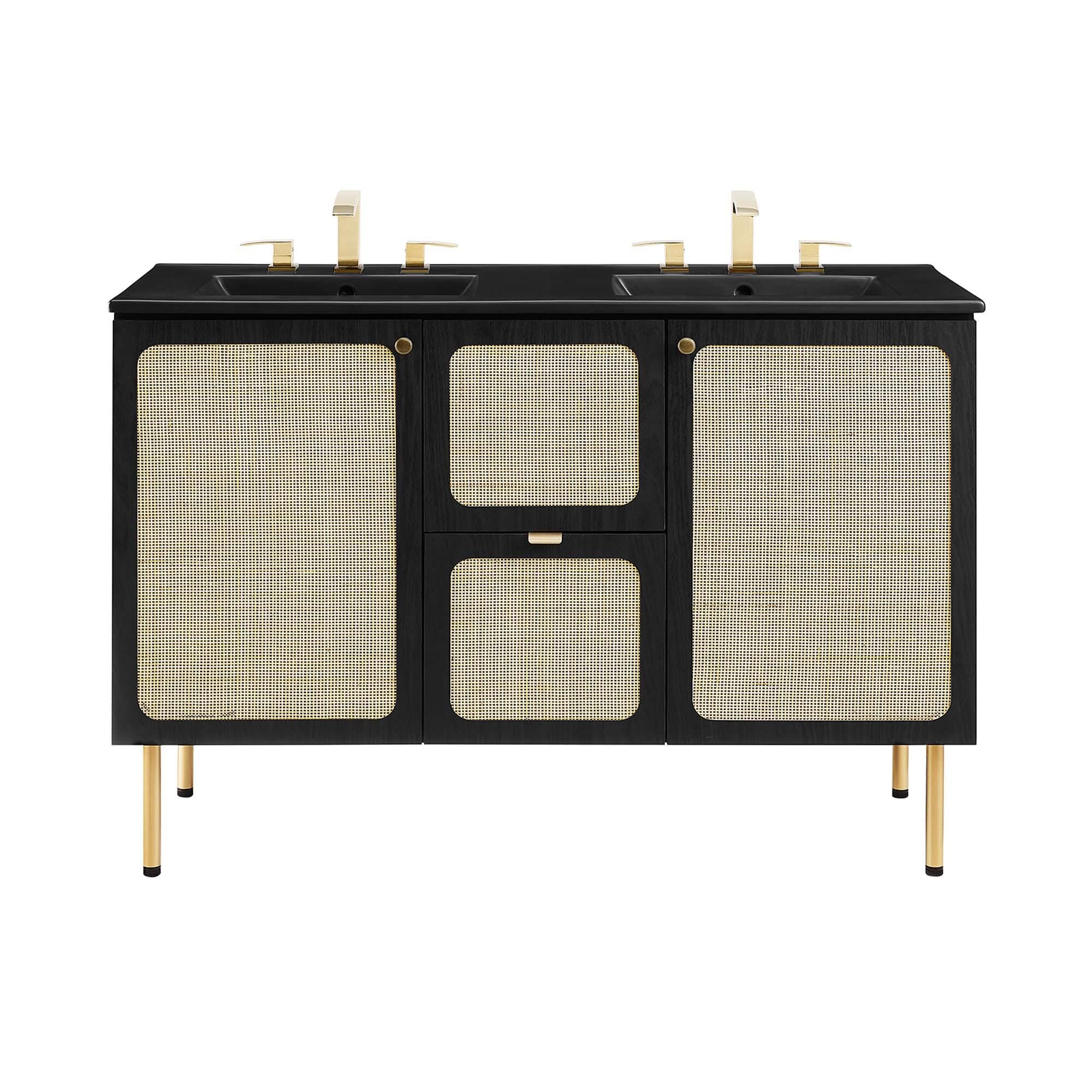 Modway Chaucer 48" Double Sink Bathroom Vanity, Black, large
