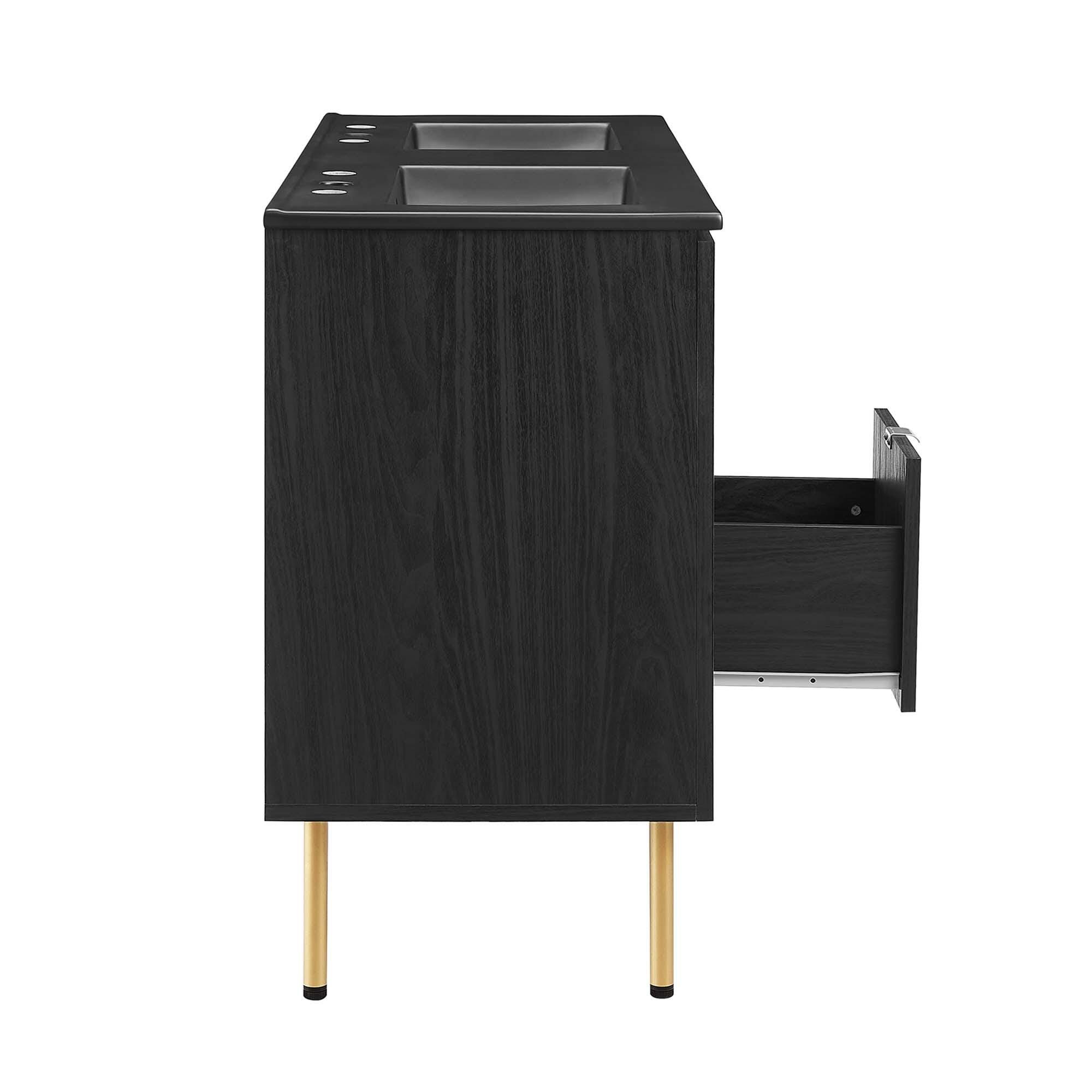 Modway Chaucer 48" Double Sink Bathroom Vanity, Black, large