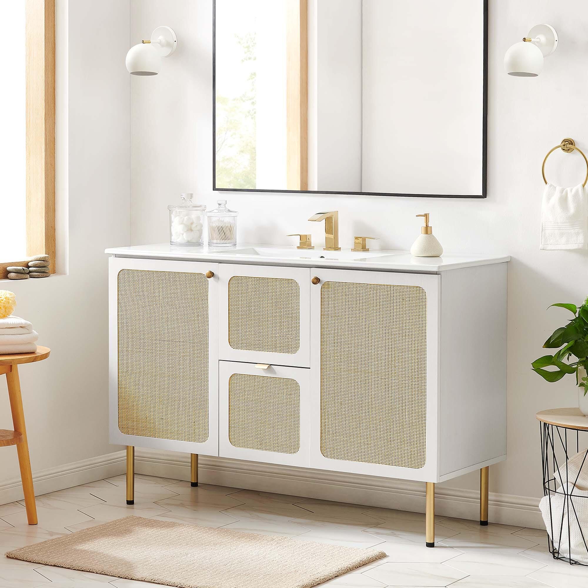 Modway Chaucer 48" Single Sink Bathroom Vanity, White, rollover