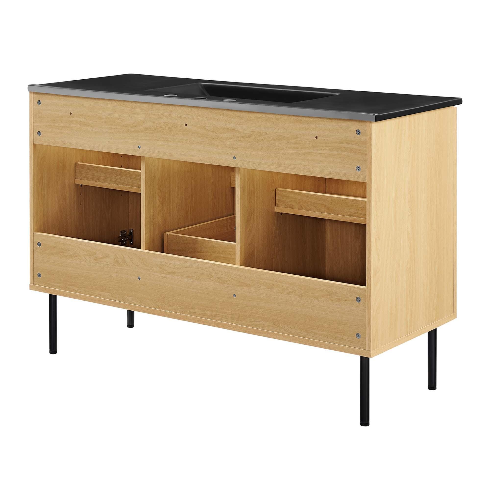 Modway Chaucer 48" Single Sink Bathroom Vanity, Oak/Black, large