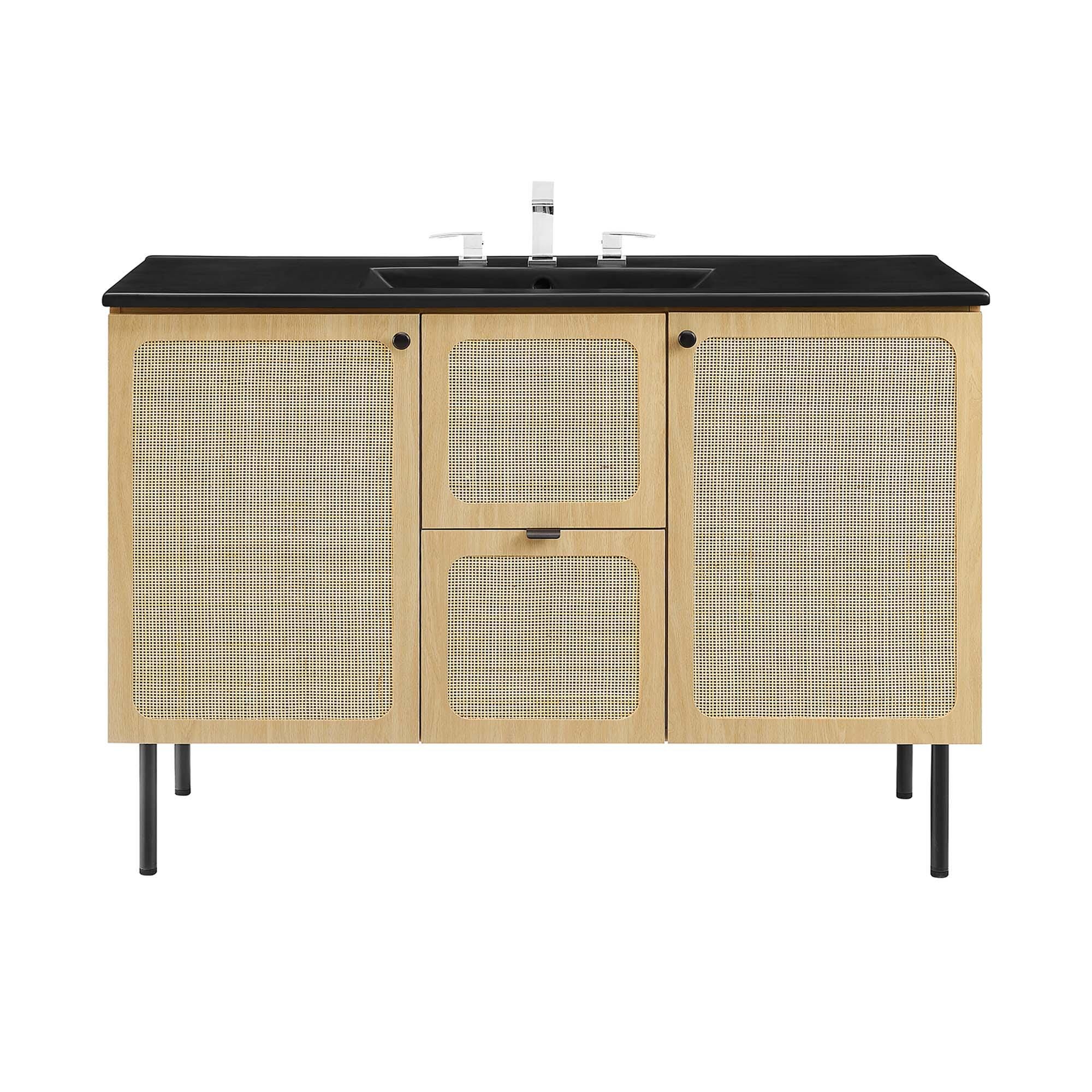 Modway Chaucer 48" Single Sink Bathroom Vanity, Oak/Black, large