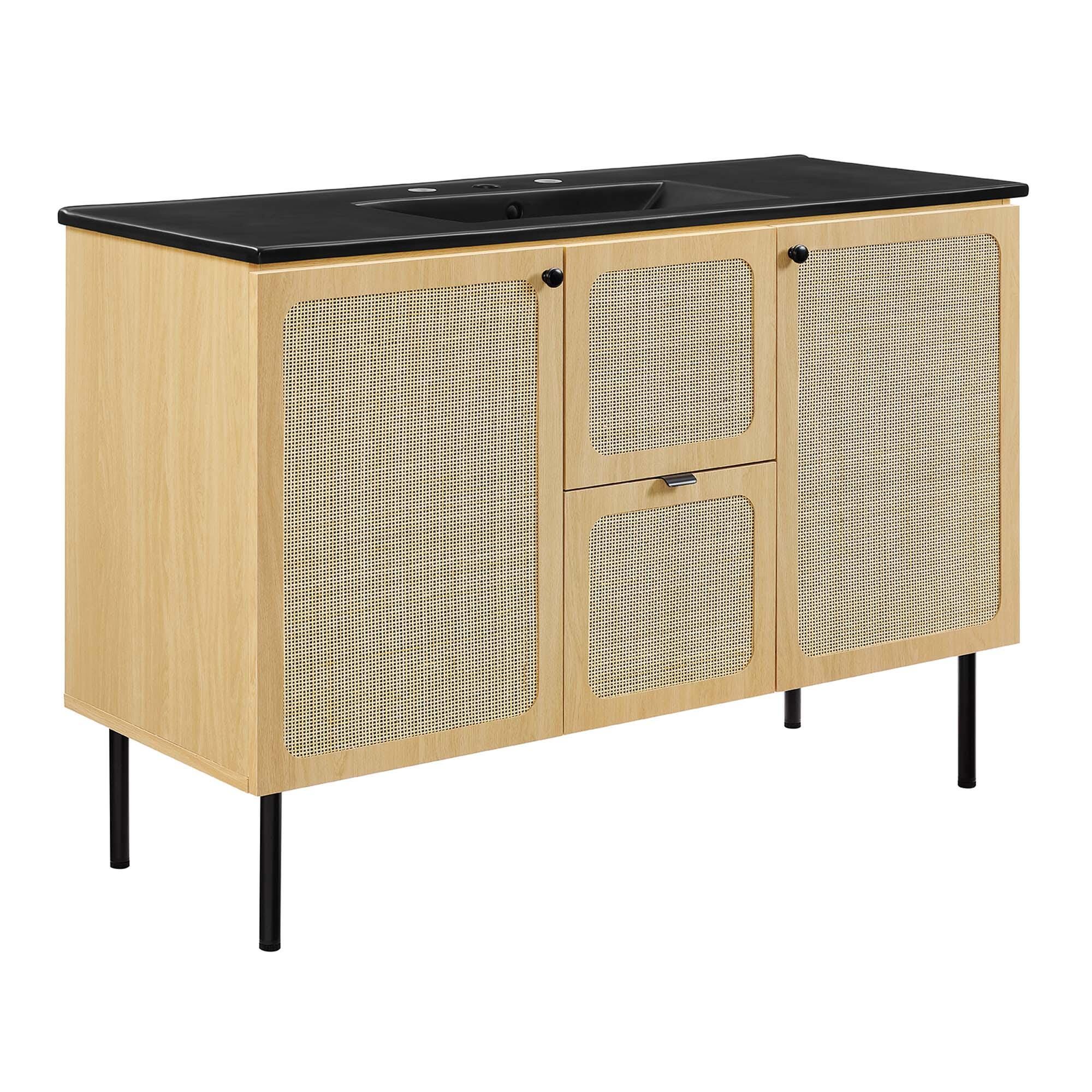 Modway Chaucer 48" Single Sink Bathroom Vanity, Oak/Black, large