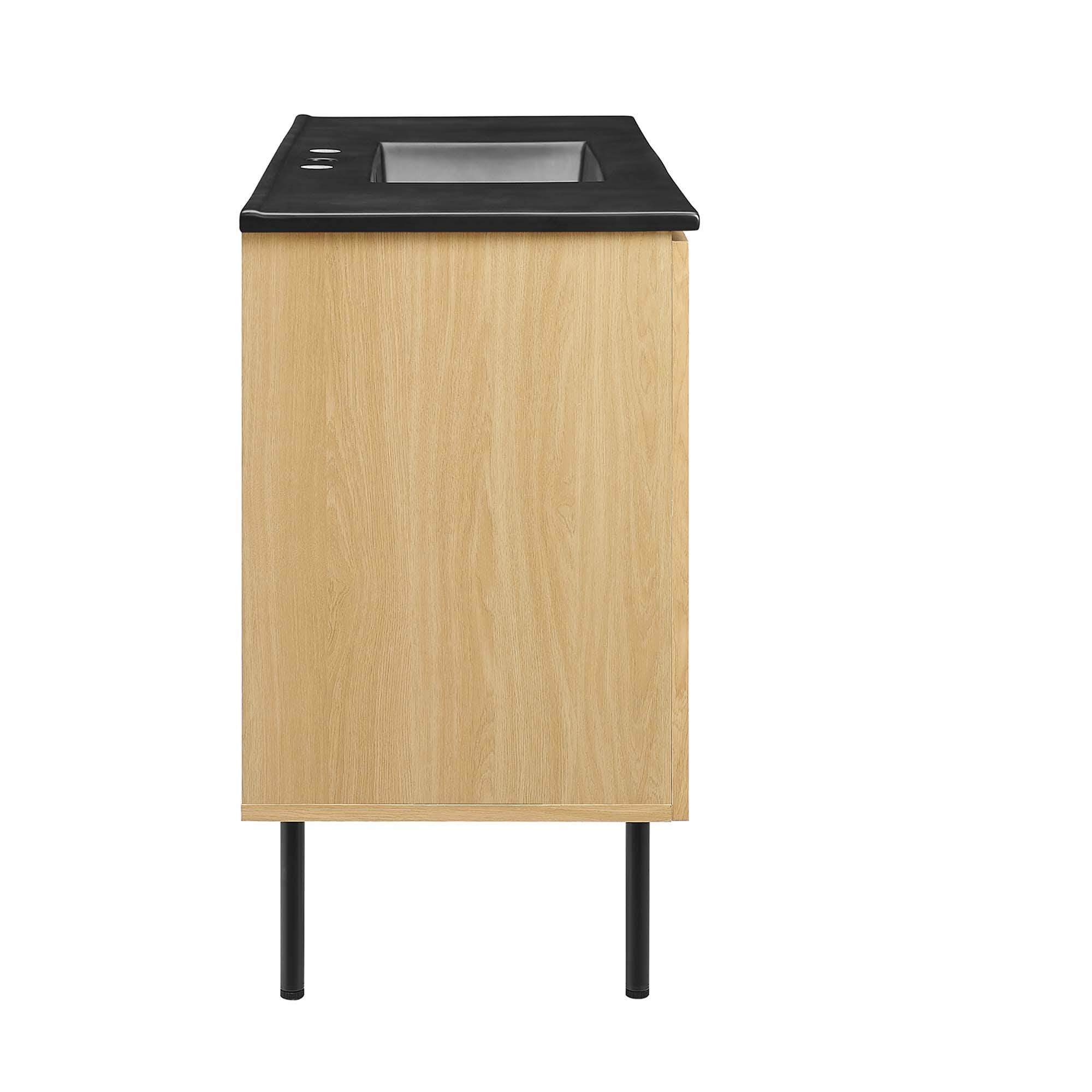Modway Chaucer 48" Single Sink Bathroom Vanity, Oak/Black, large
