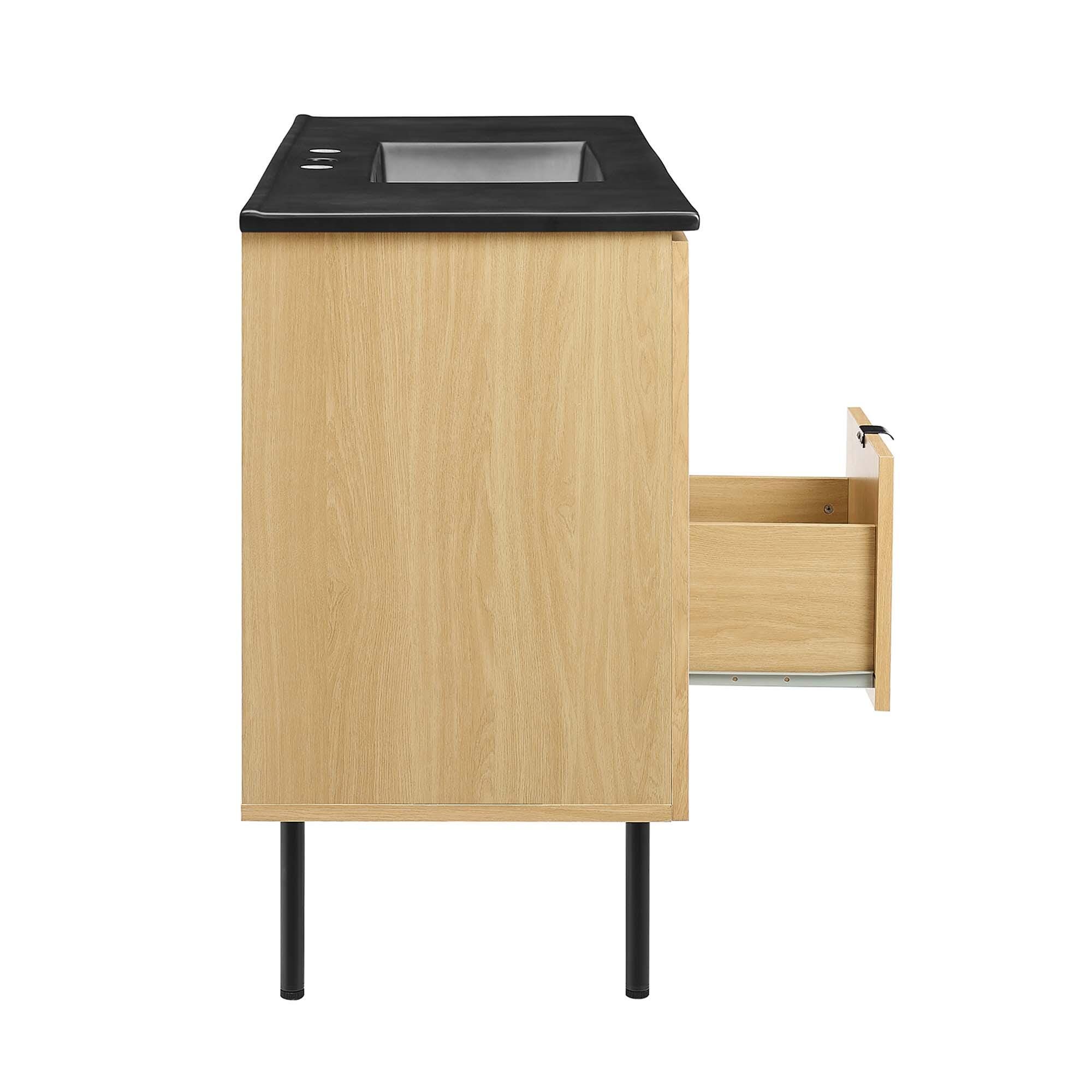 Modway Chaucer 48" Single Sink Bathroom Vanity, Oak/Black, large