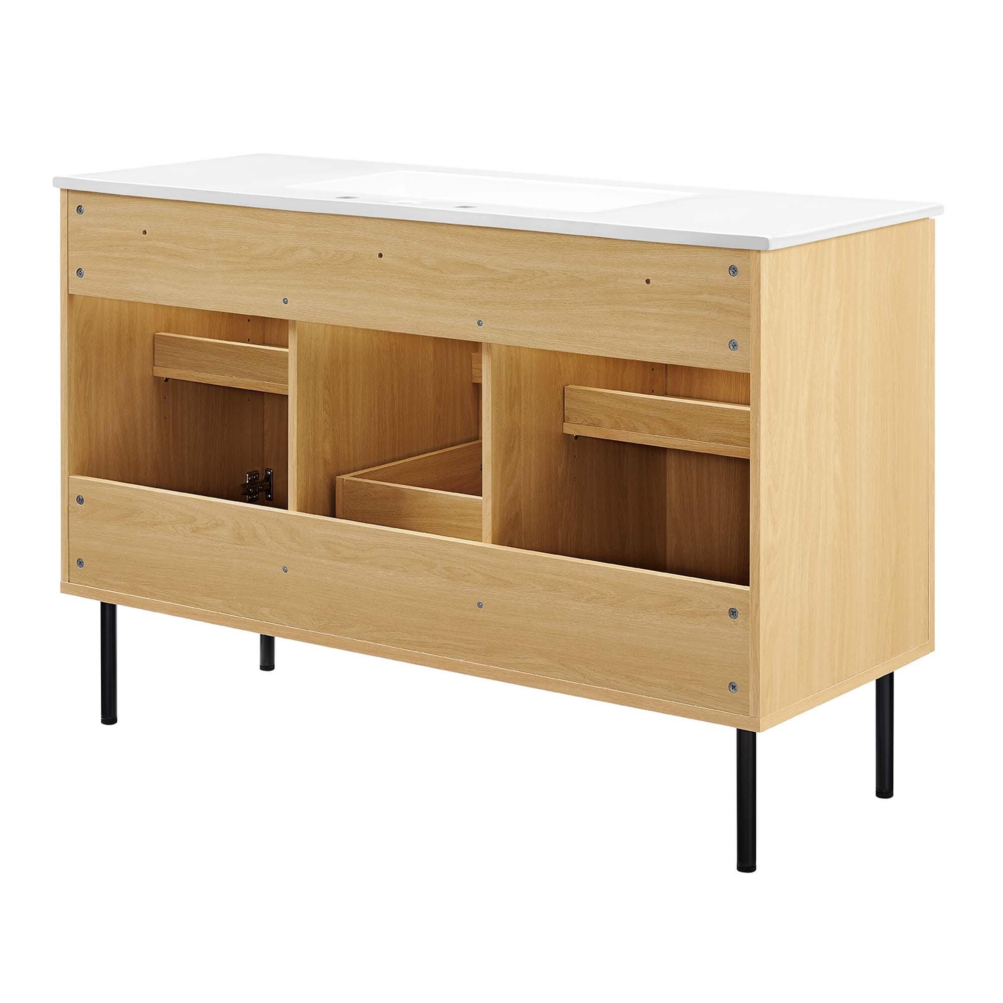 Modway Chaucer 48" Single Sink Bathroom Vanity, Oak/White, large
