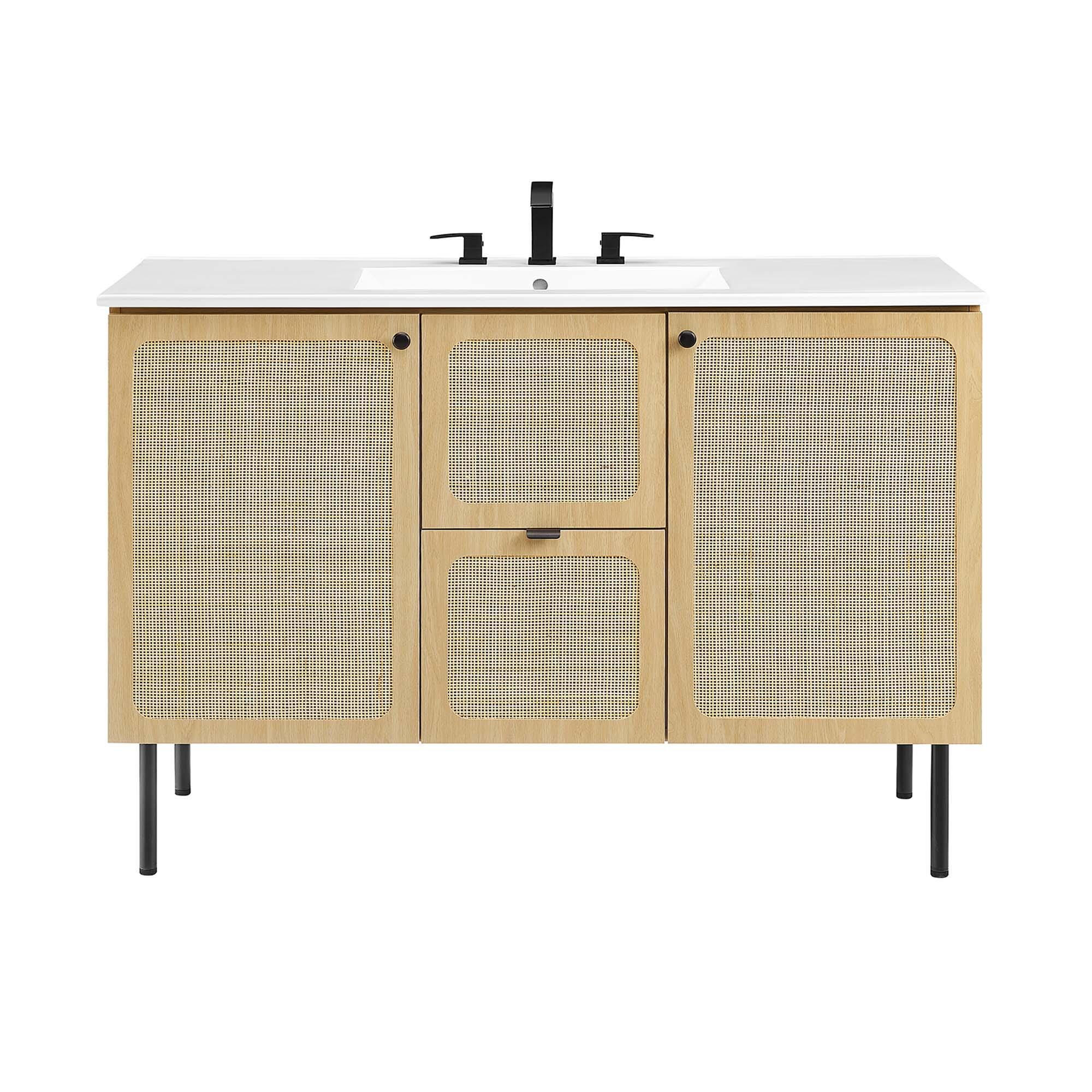 Modway Chaucer 48" Single Sink Bathroom Vanity, Oak/White, large