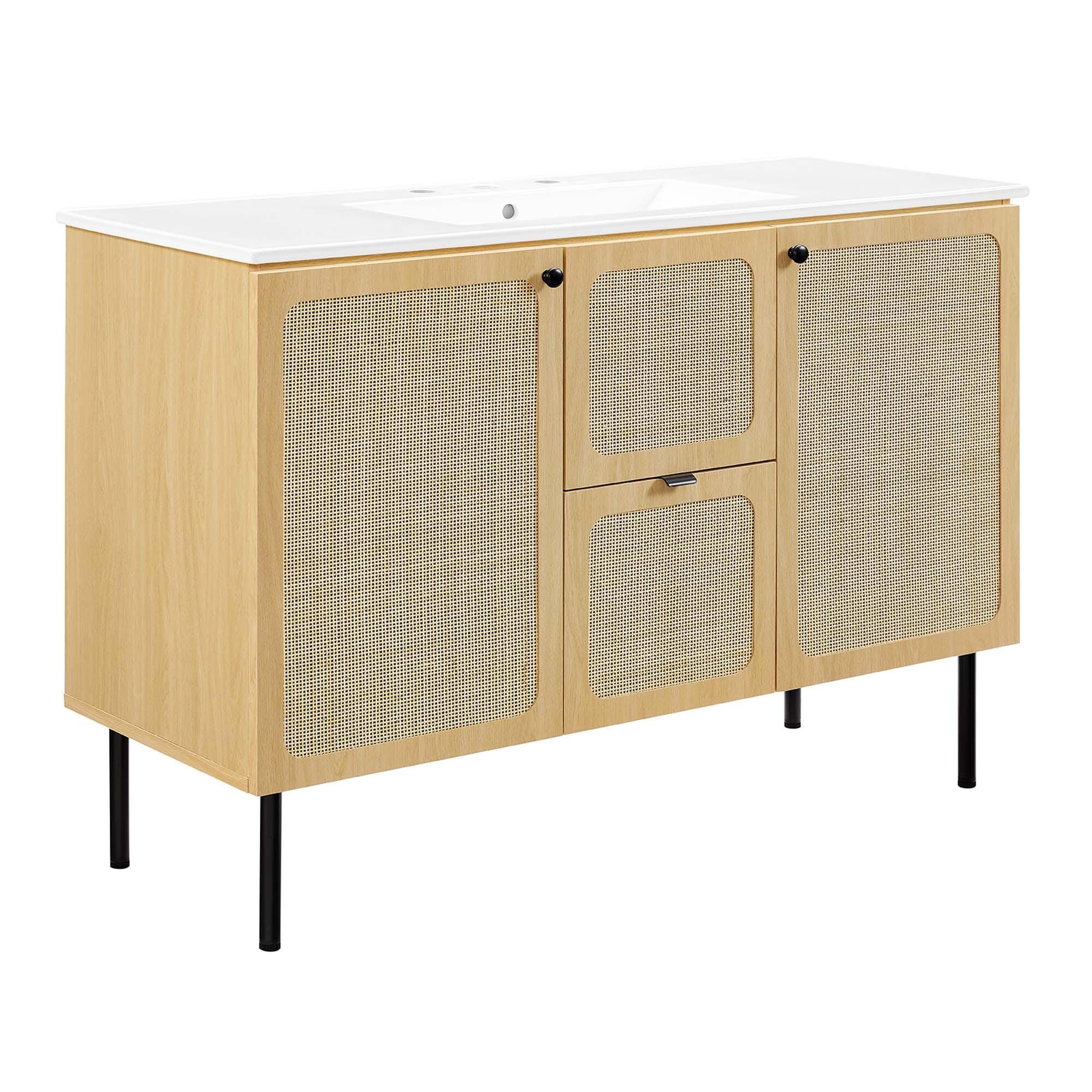 Modway Chaucer 48" Single Sink Bathroom Vanity, Oak/White, large