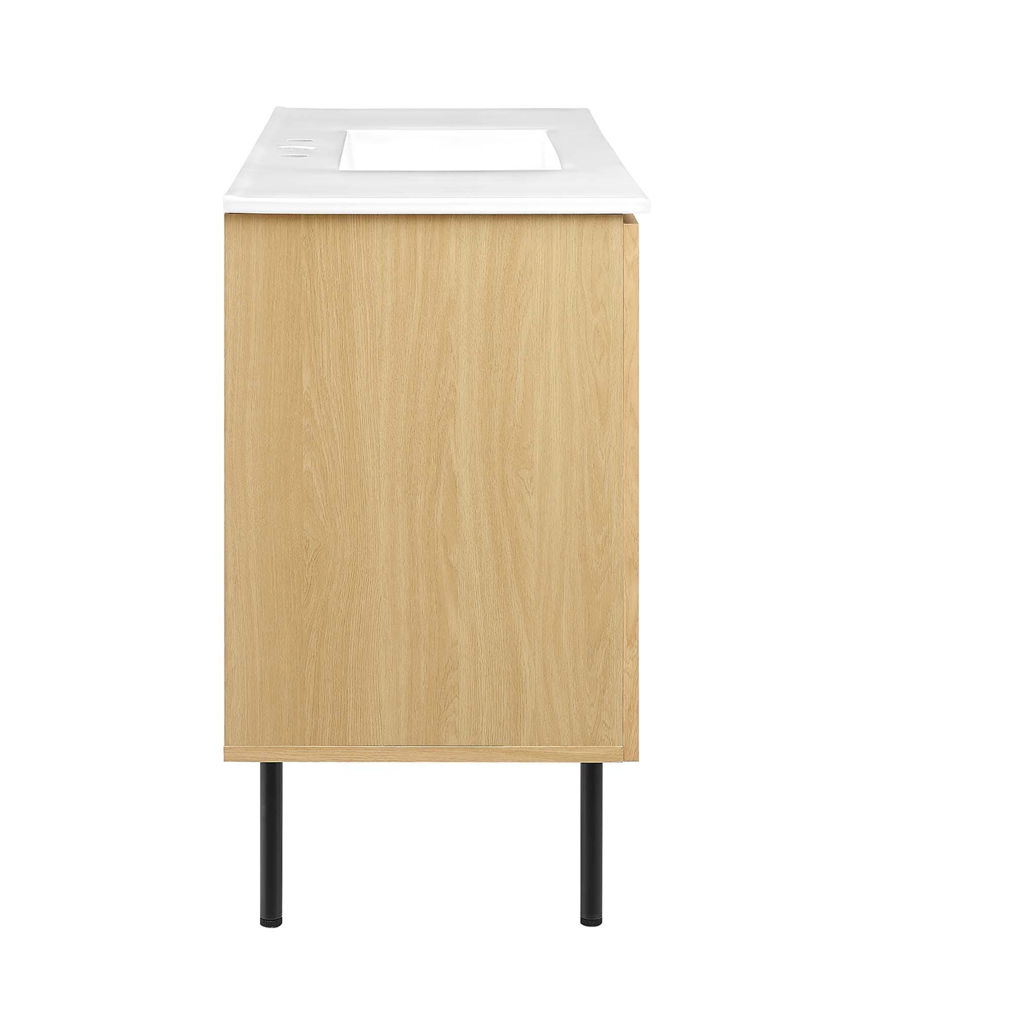 Modway Chaucer 48" Single Sink Bathroom Vanity, Oak/White, large