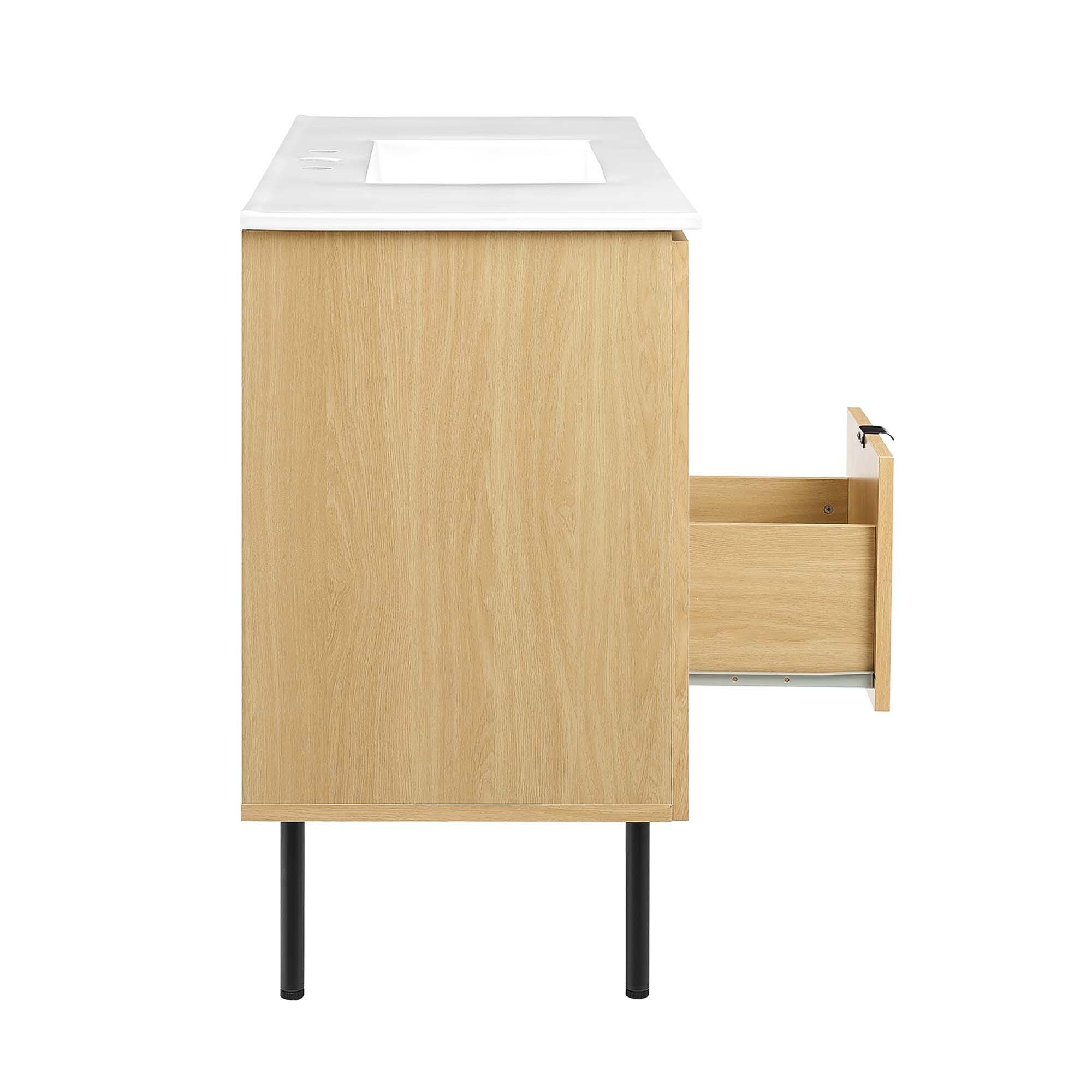 Modway Chaucer 48" Single Sink Bathroom Vanity, Oak/White, large