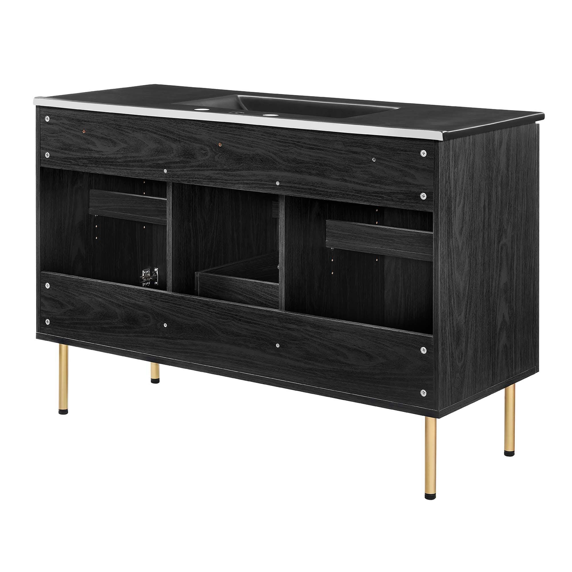 Modway Chaucer 48" Single Sink Bathroom Vanity, Black, large