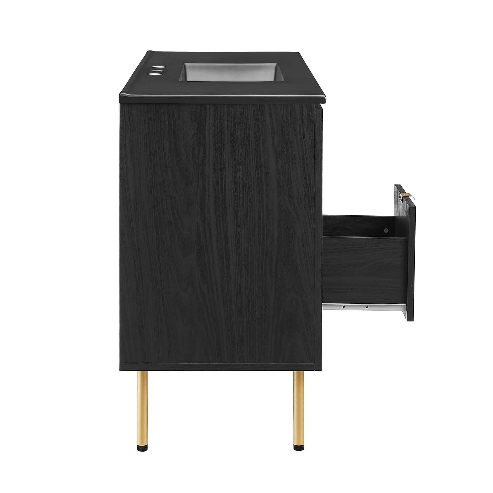 Modway Chaucer 48" Single Sink Bathroom Vanity, Black, large