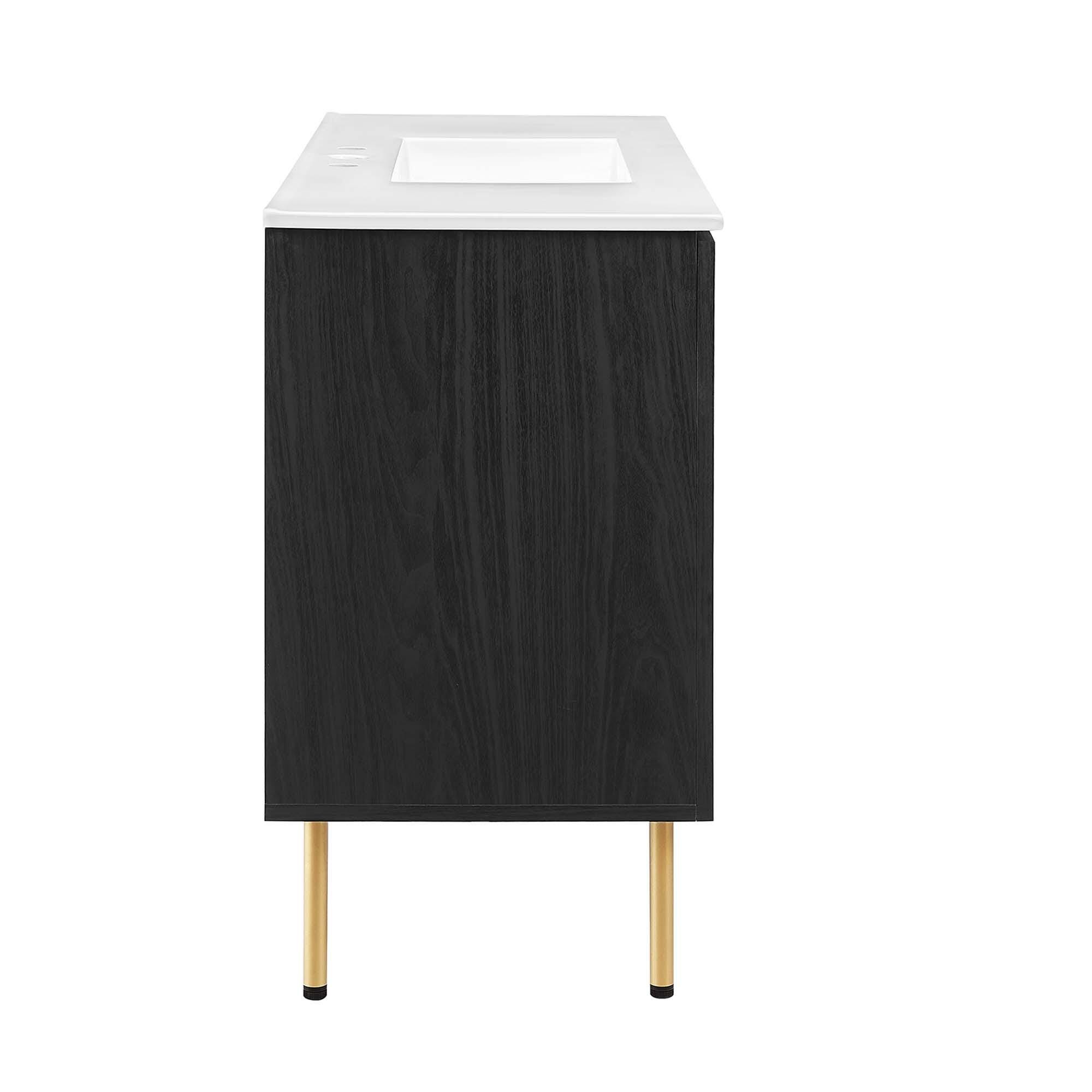 Modway Chaucer 48" Single Sink Bathroom Vanity, Black/White, large