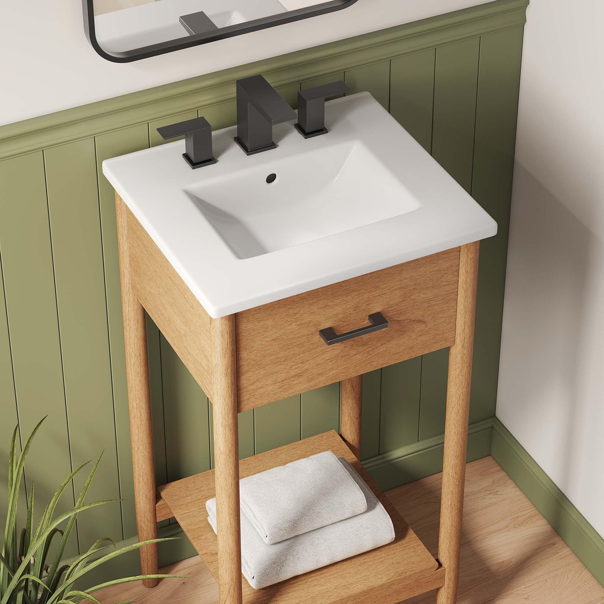 Modway Zaire 18" Bathroom Vanity, Natural/White, large