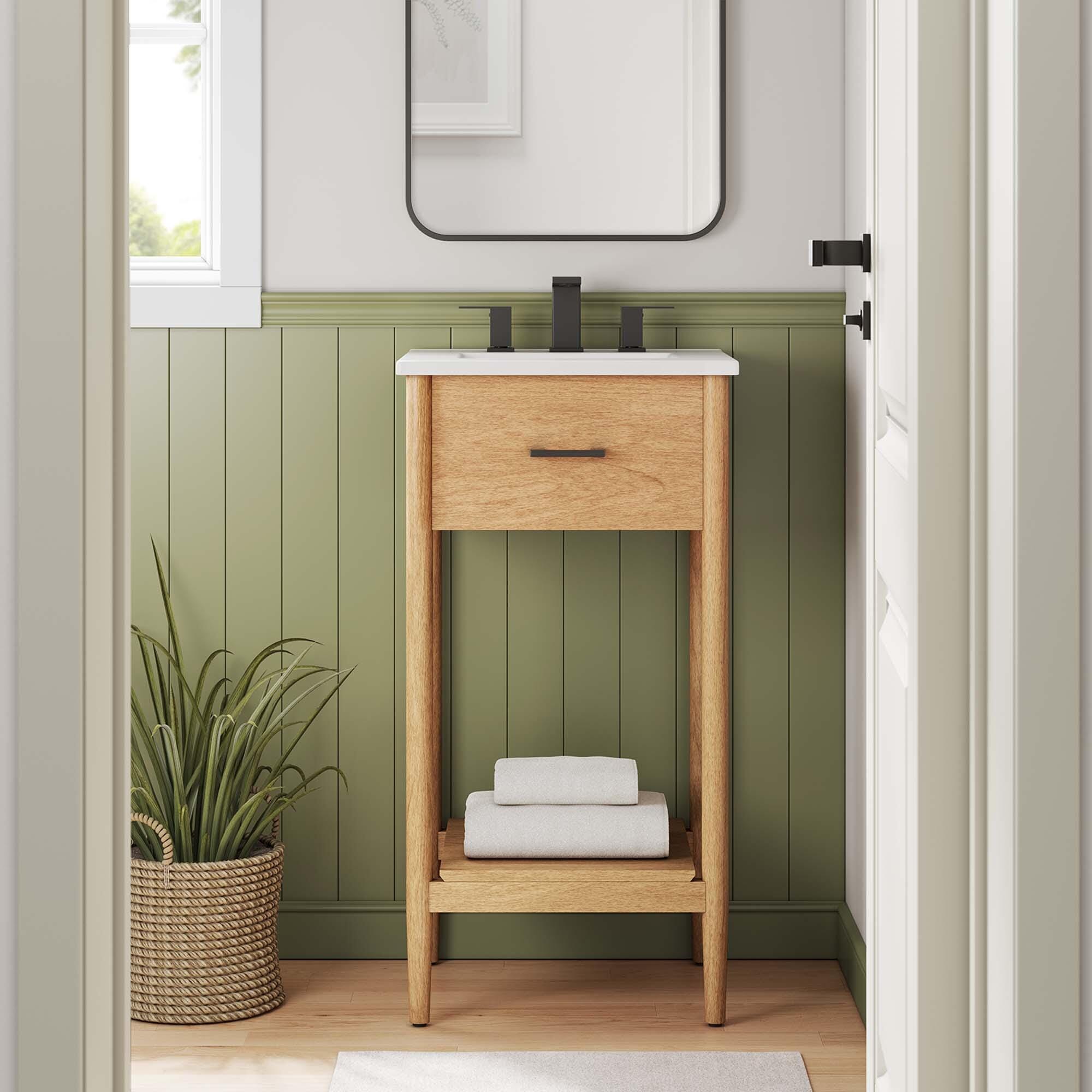 Modway Zaire 18" Bathroom Vanity, Natural/White, large