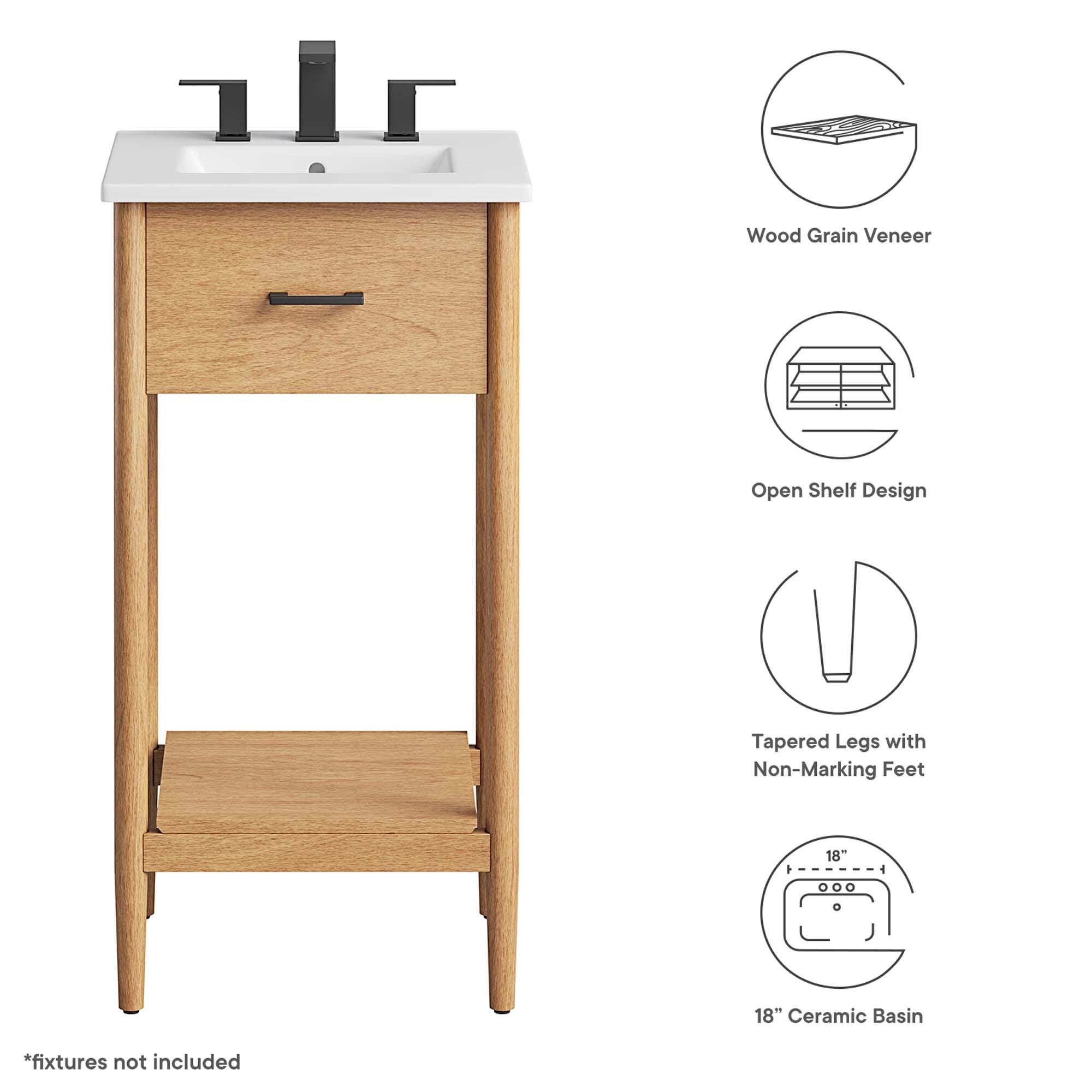 Modway Zaire 18" Bathroom Vanity, Natural/White, large