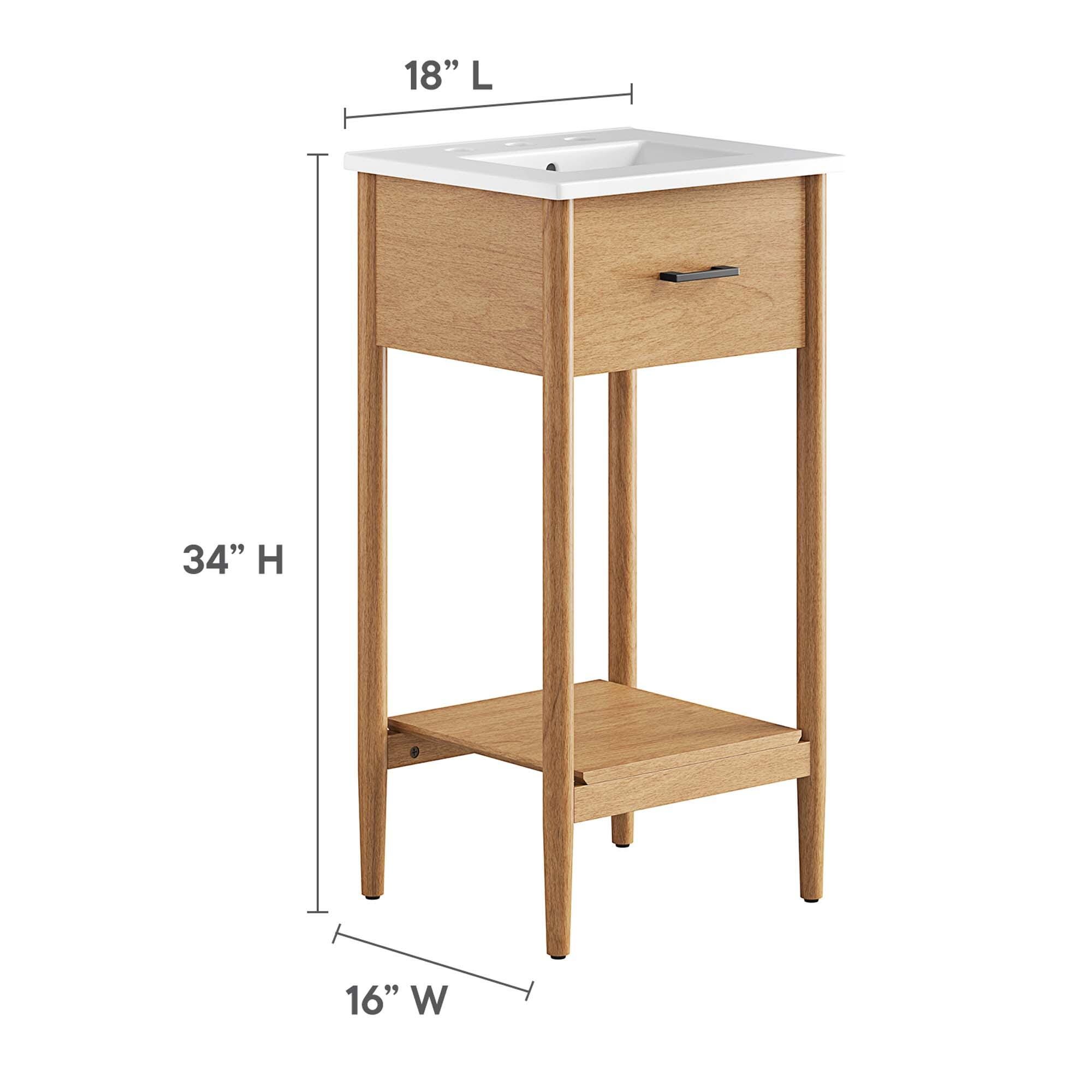 Modway Zaire 18" Bathroom Vanity, Natural/White, large