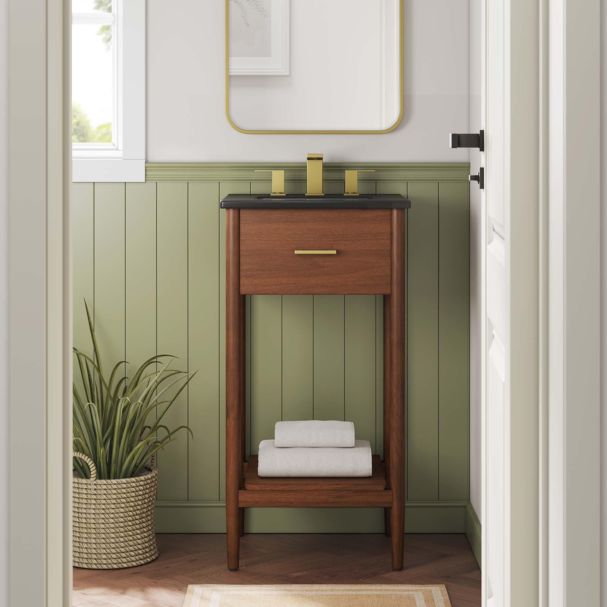 Modway Zaire 18" Bathroom Vanity, Walnut/Black, large