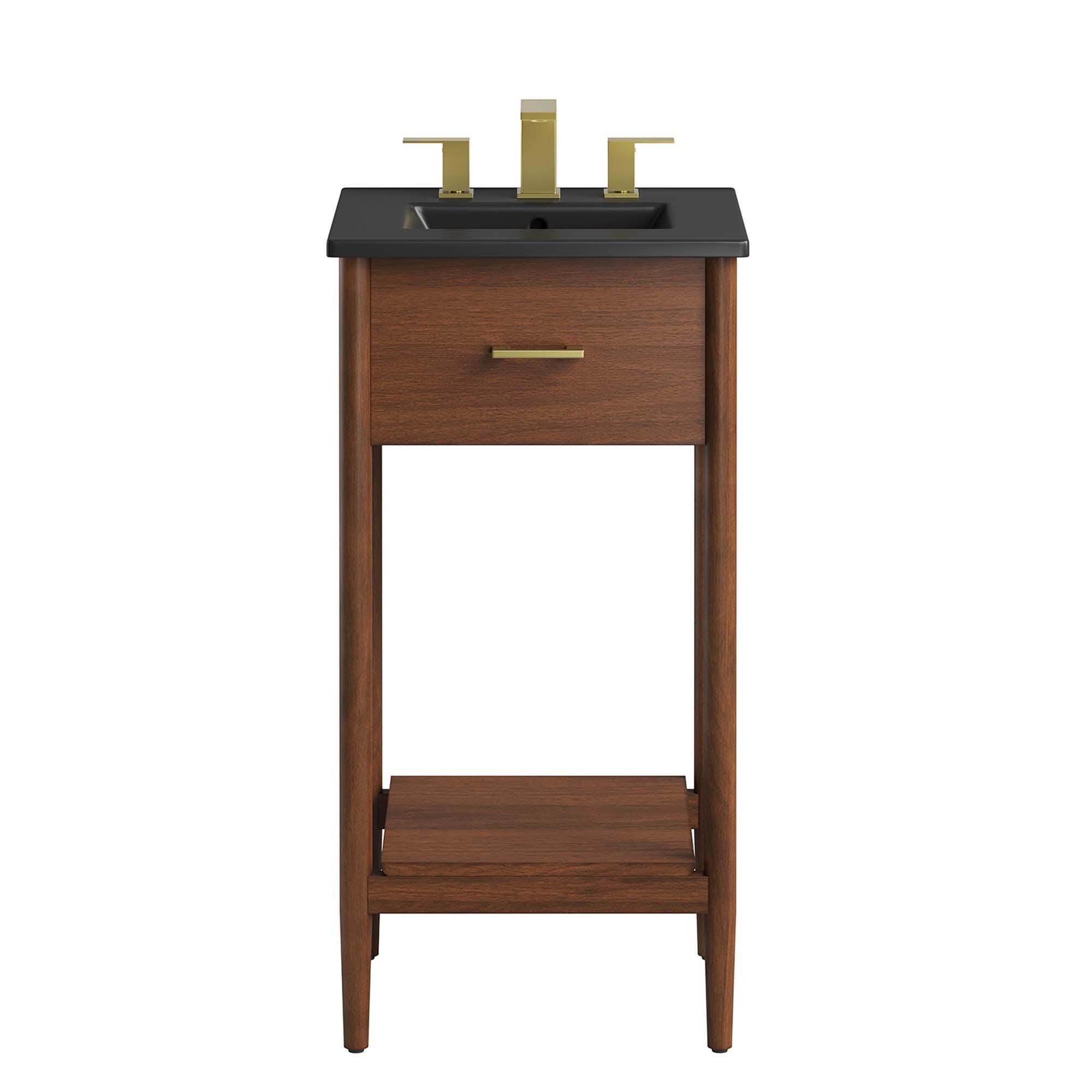 Modway Zaire 18" Bathroom Vanity, Walnut/Black, large