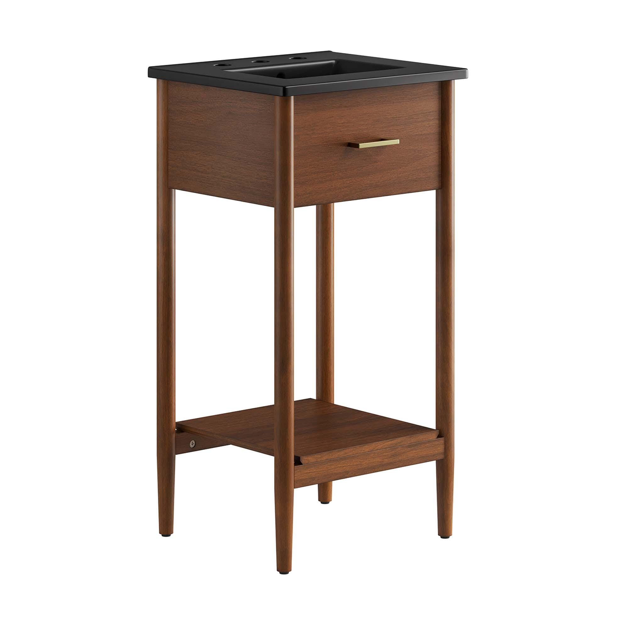 Modway Zaire 18" Bathroom Vanity, Walnut/Black, large