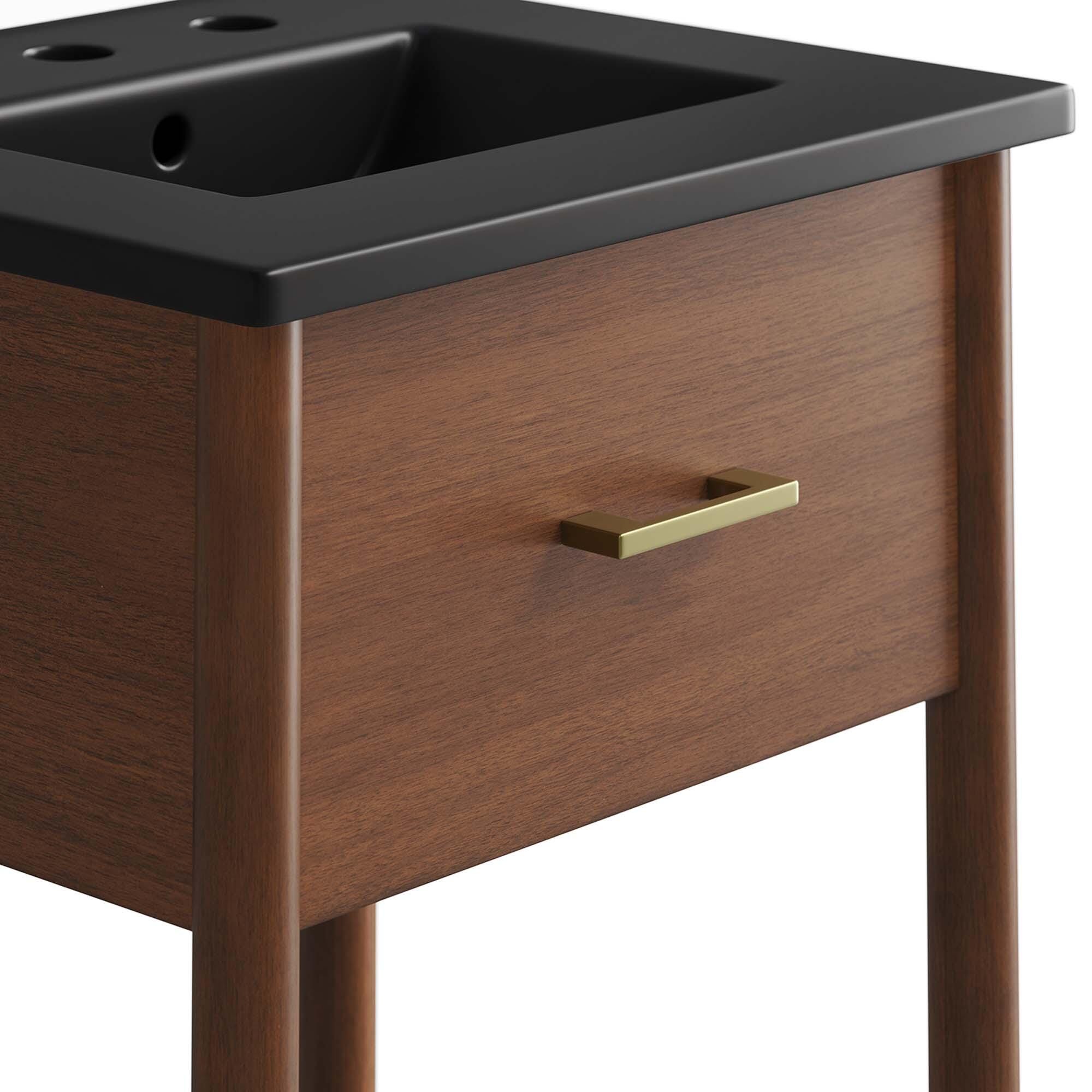 Modway Zaire 18" Bathroom Vanity, Walnut/Black, large