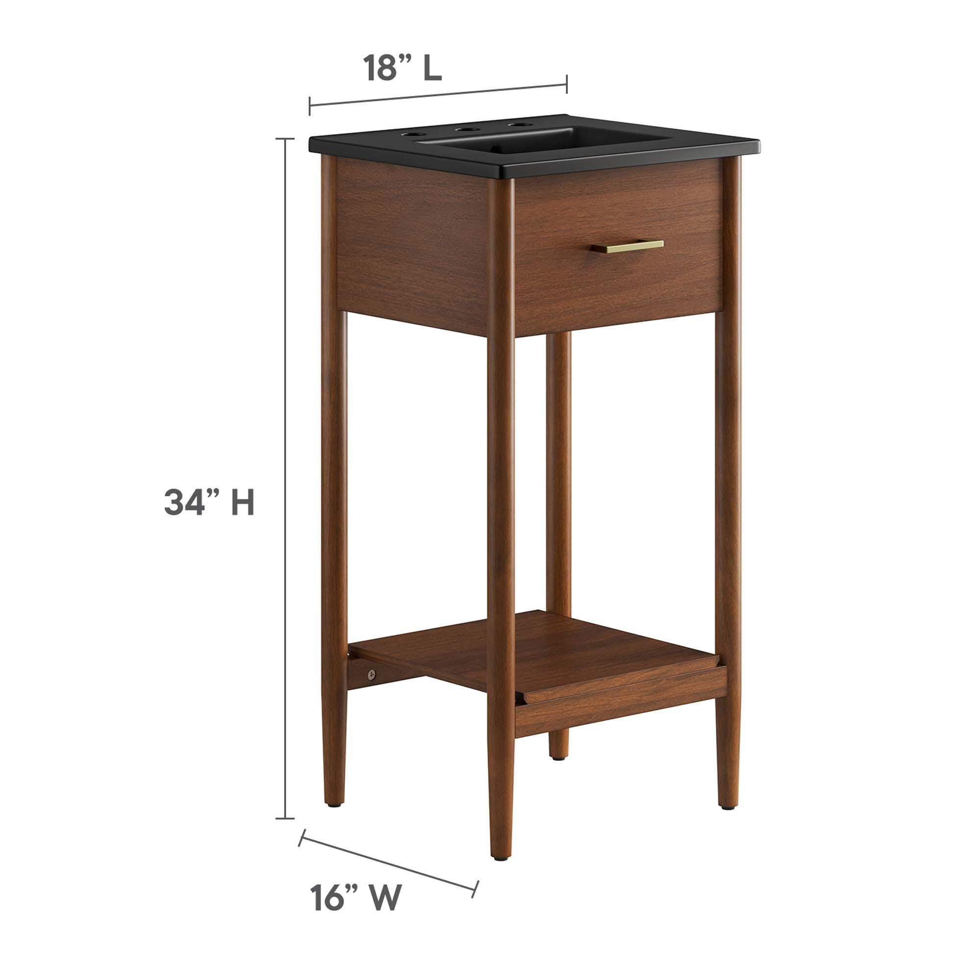 Modway Zaire 18" Bathroom Vanity, Walnut/Black, large