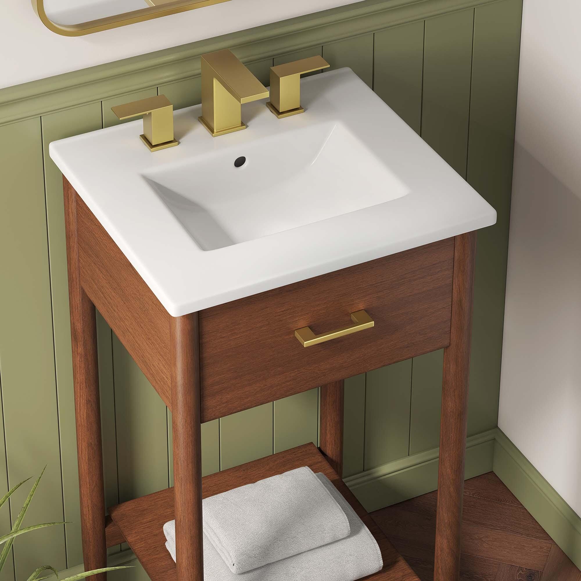 Modway Zaire 18" Bathroom Vanity, Walnut/White, large