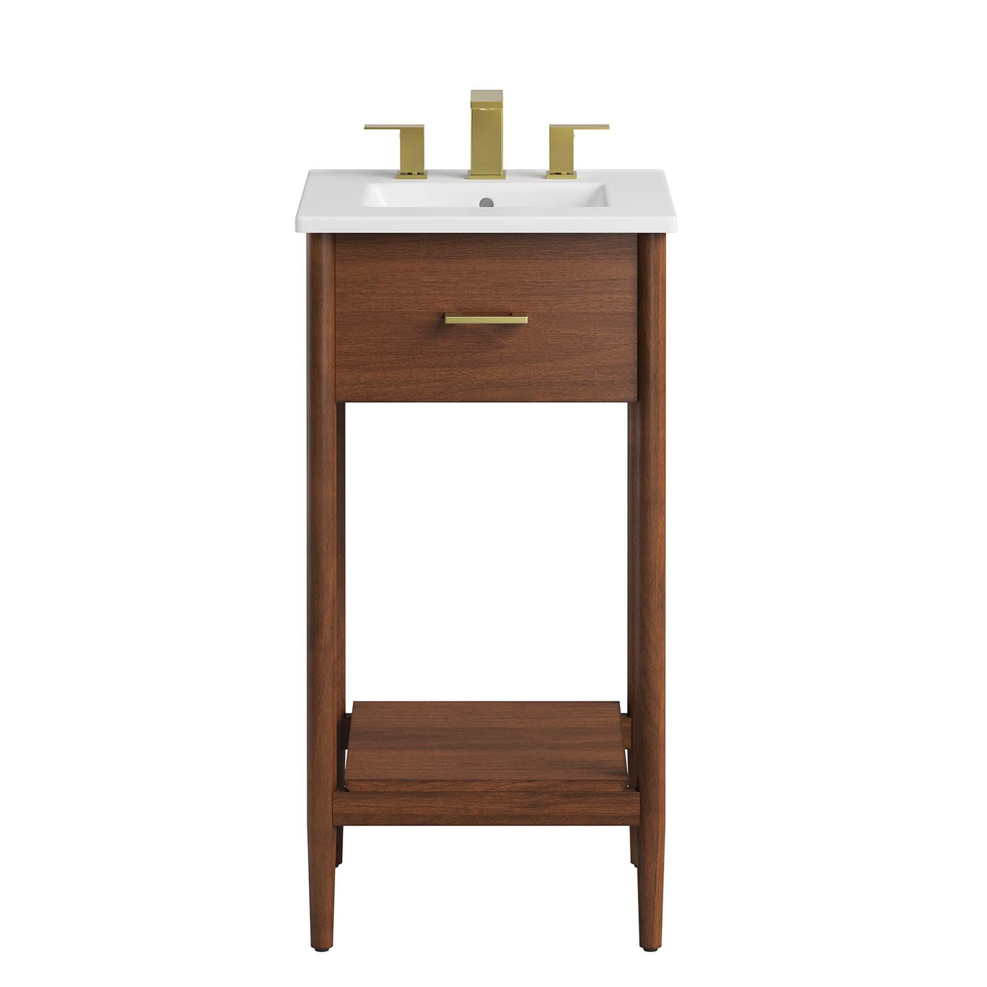 Modway Zaire 18" Bathroom Vanity, Walnut/White, large